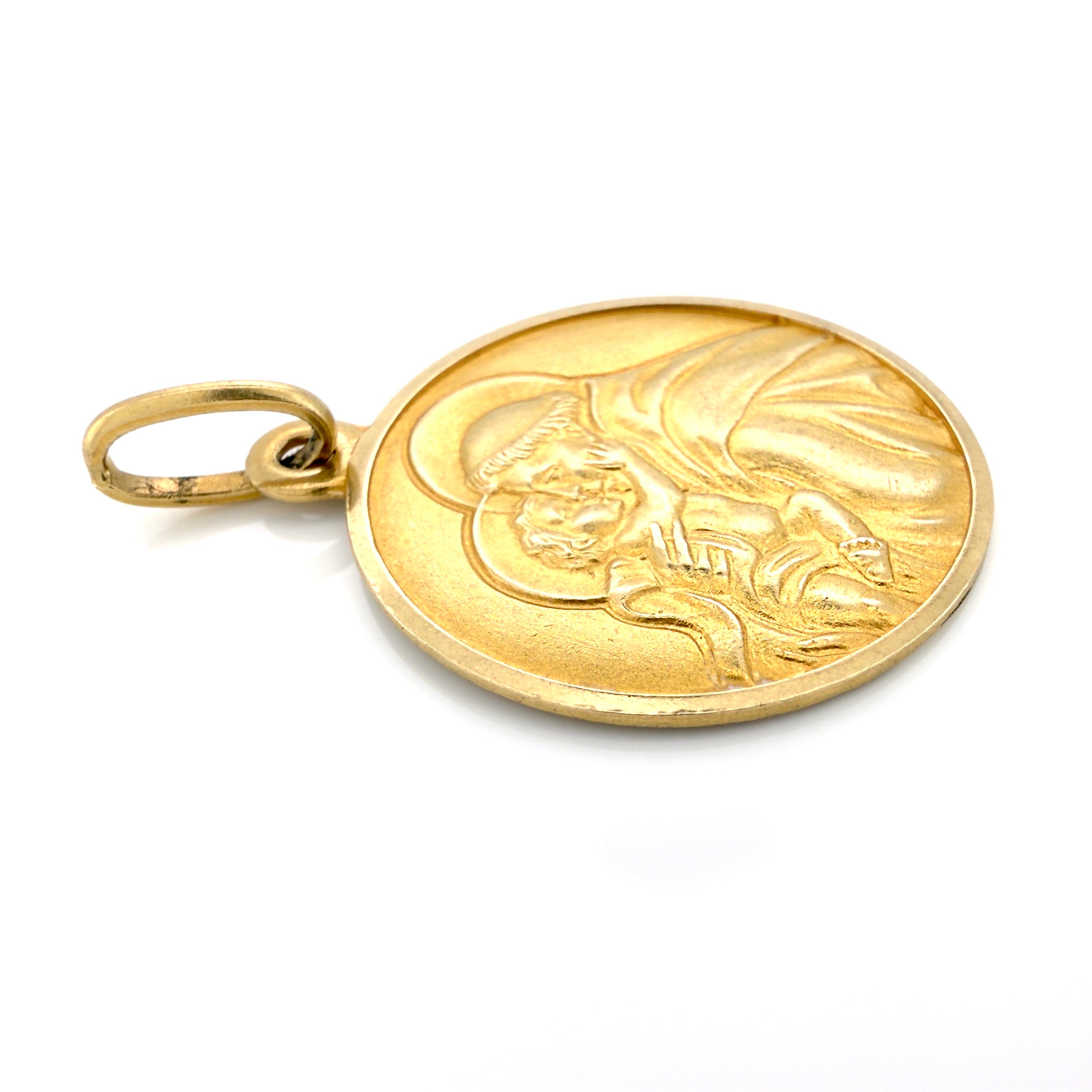 Vintage 1960s Italian 18K Saint Anthony of Padua Holding Baby Jesus Medallion