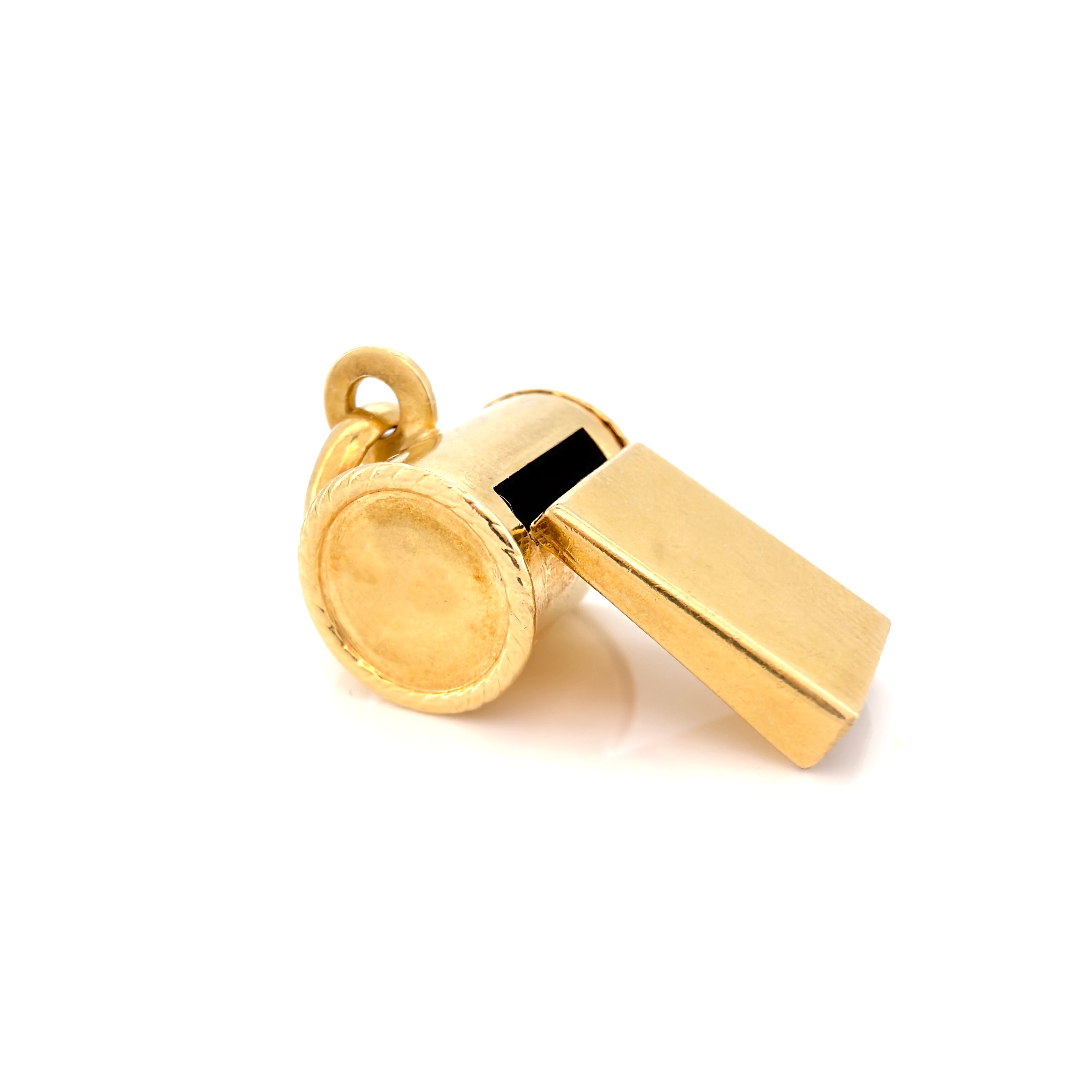Vintage 18K Yellow Gold Whistle Charm, Pendant