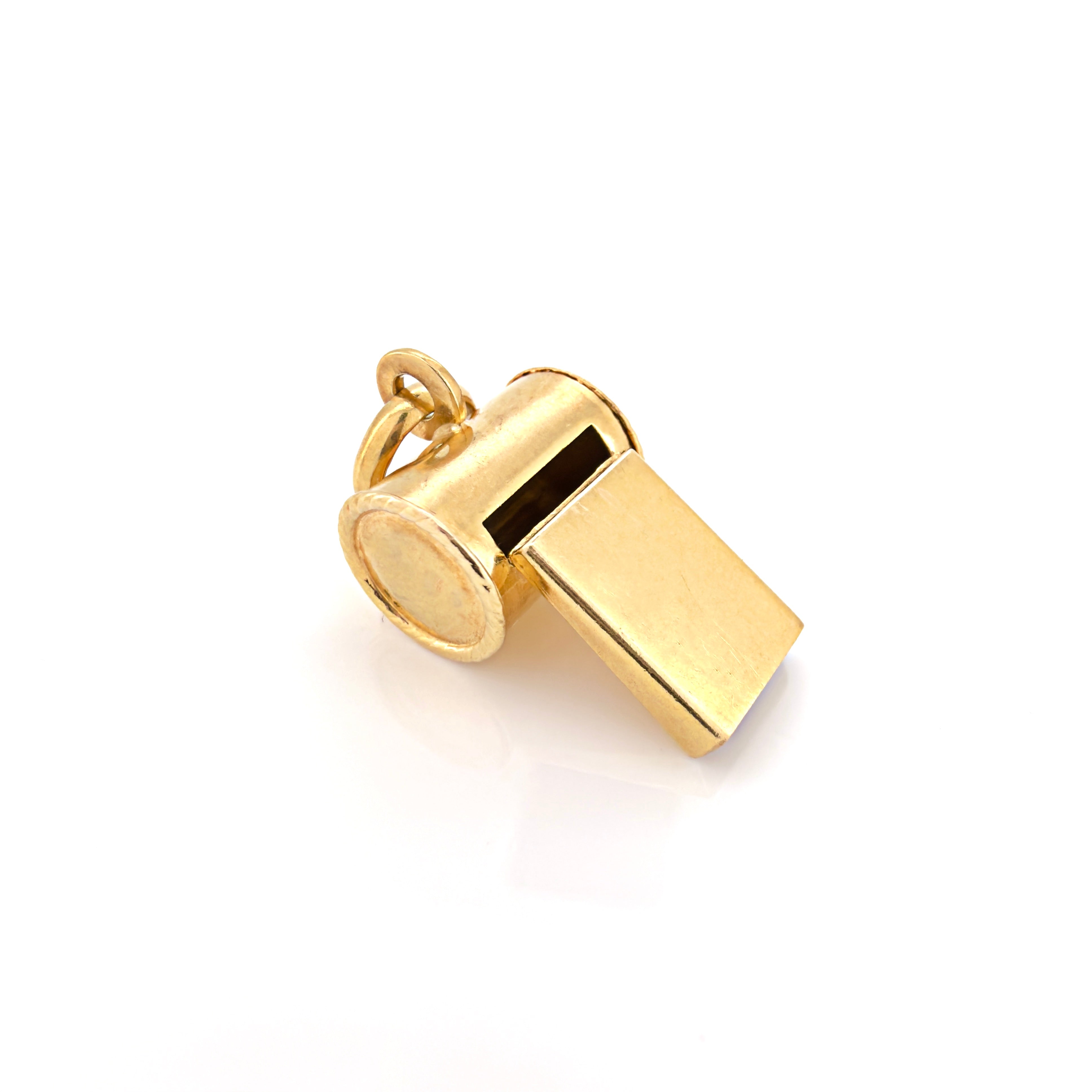 Vintage 18K Yellow Gold Whistle Charm, Pendant