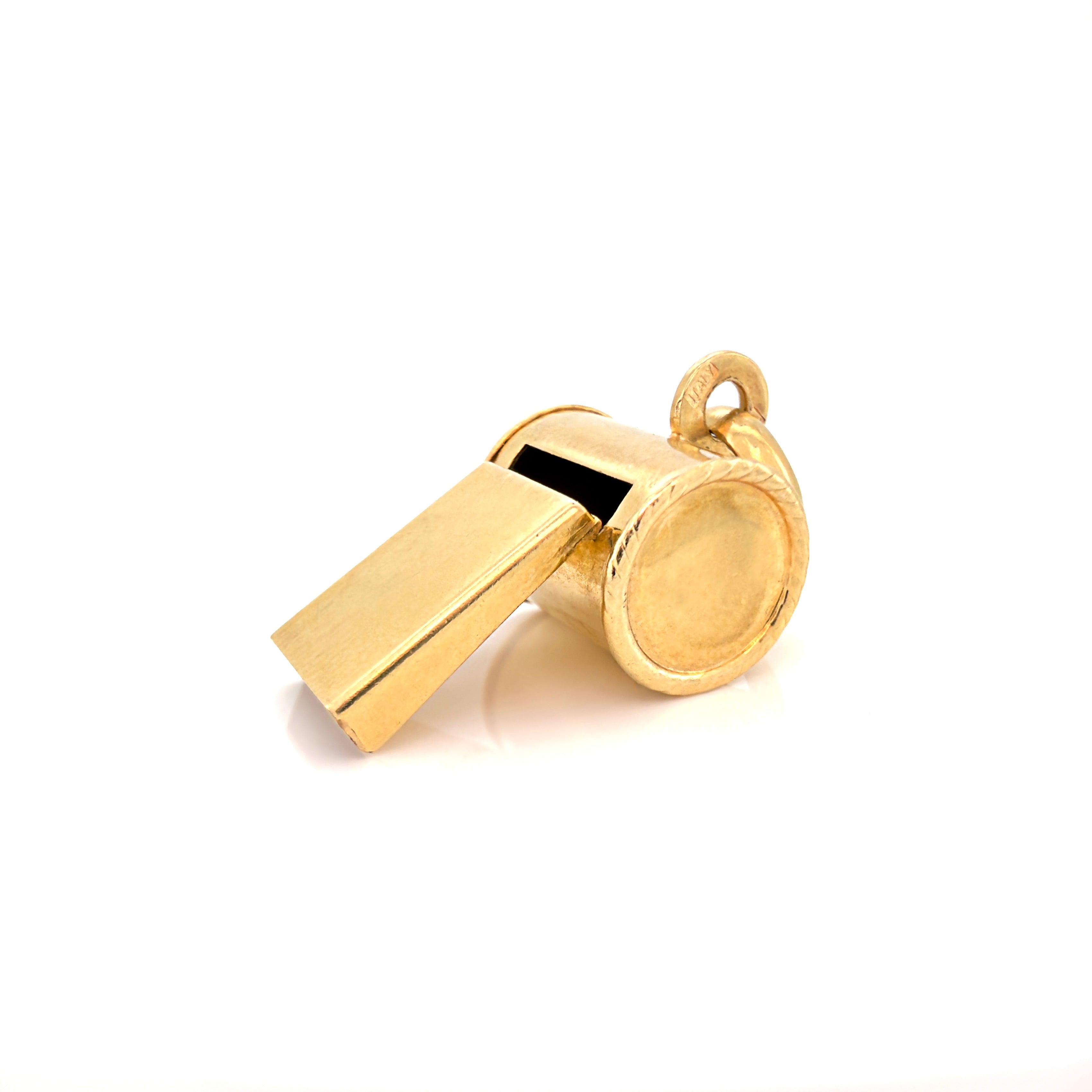 Vintage 18K Yellow Gold Whistle Charm, Pendant