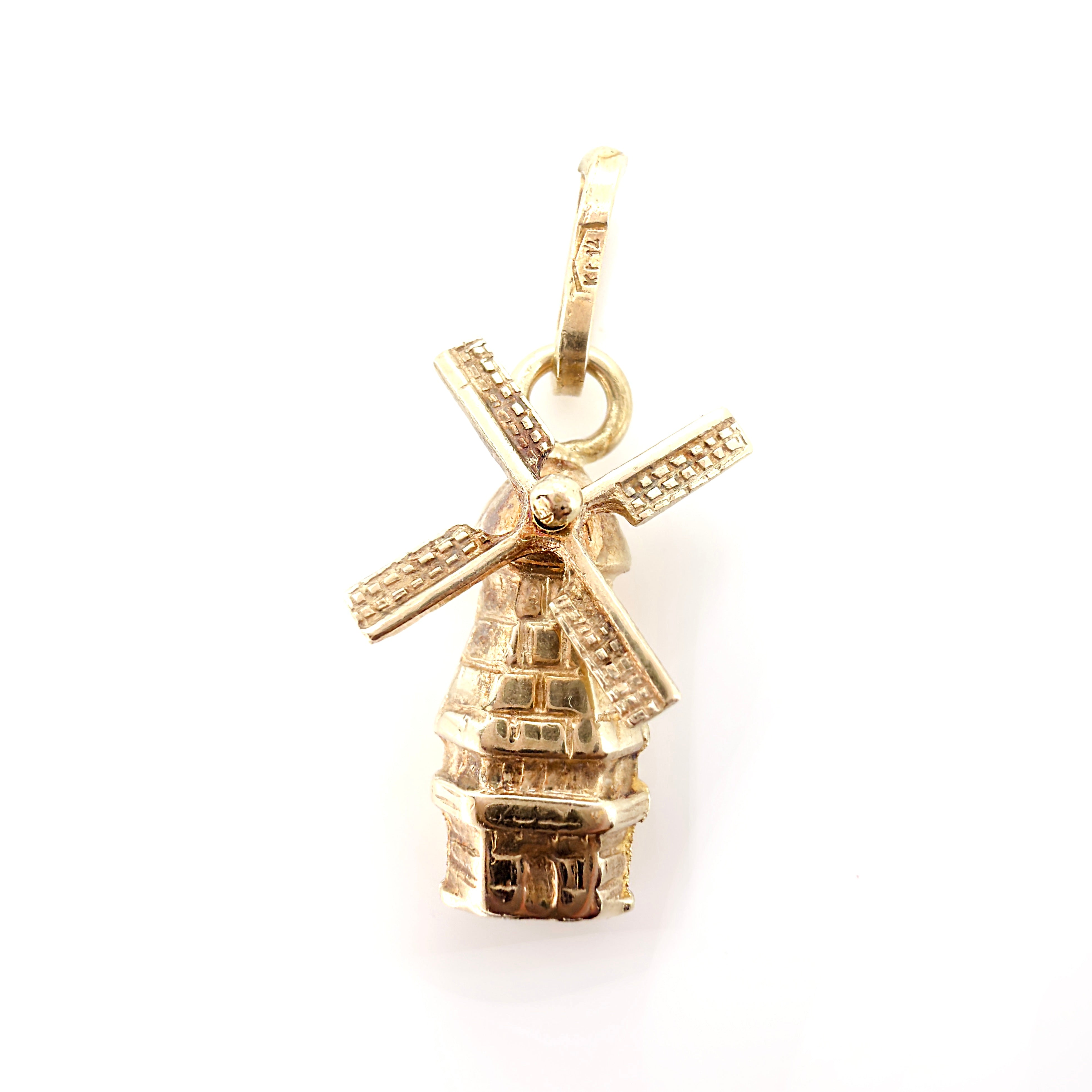 Vintage 1960s 14K Gold Articulating Windmill Charm