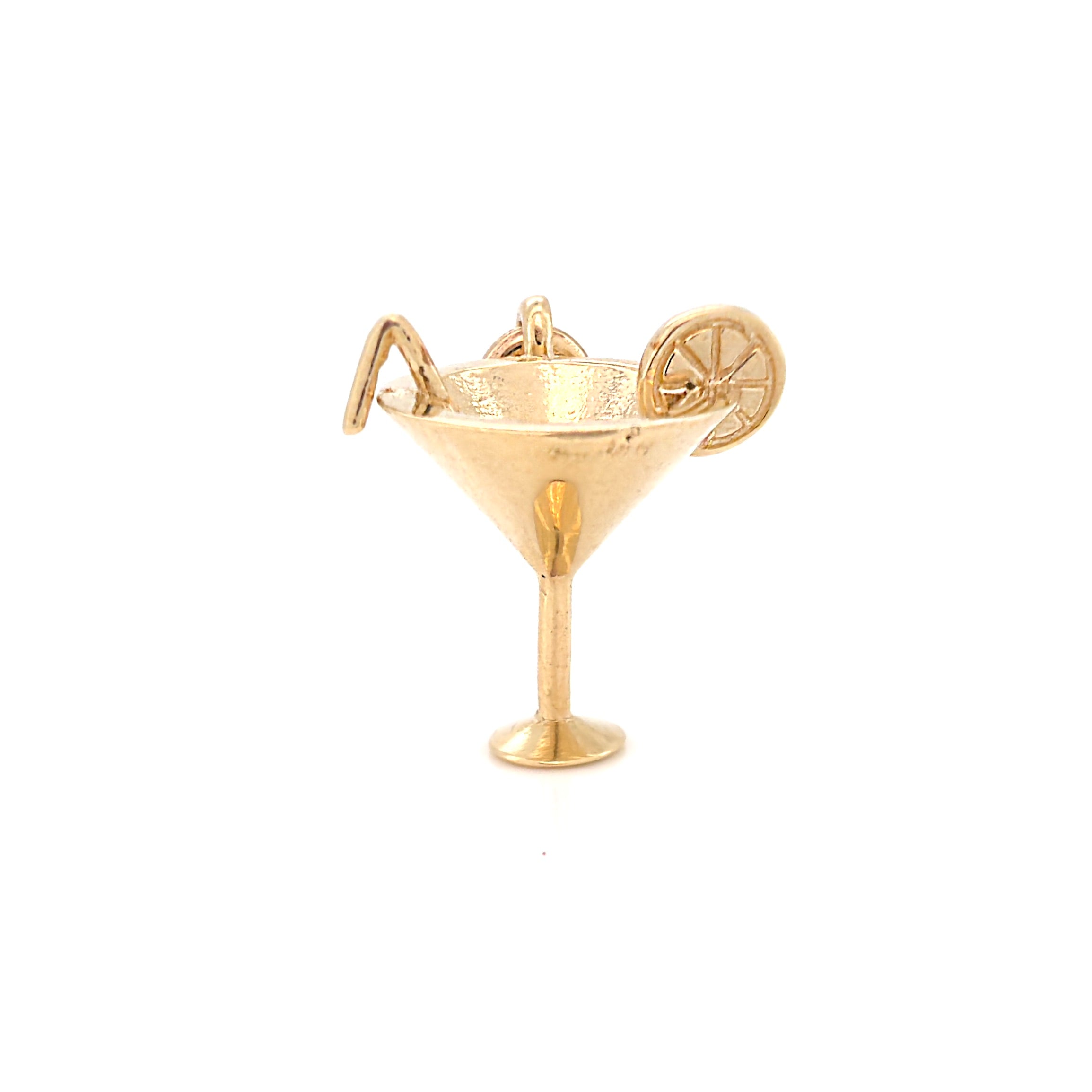 14K Yellow Gold Martini Glass 3D Charm