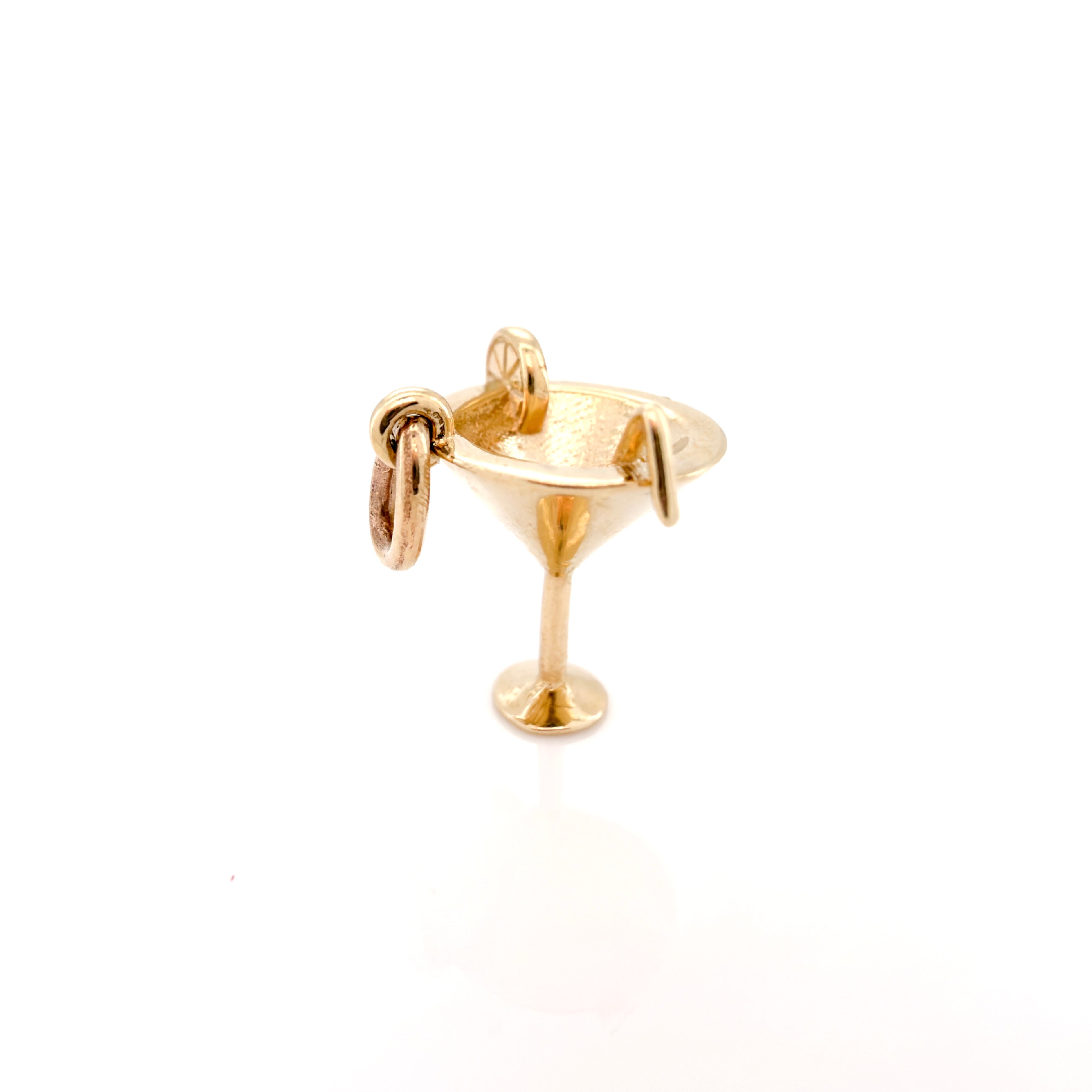 14K Yellow Gold Martini Glass 3D Charm