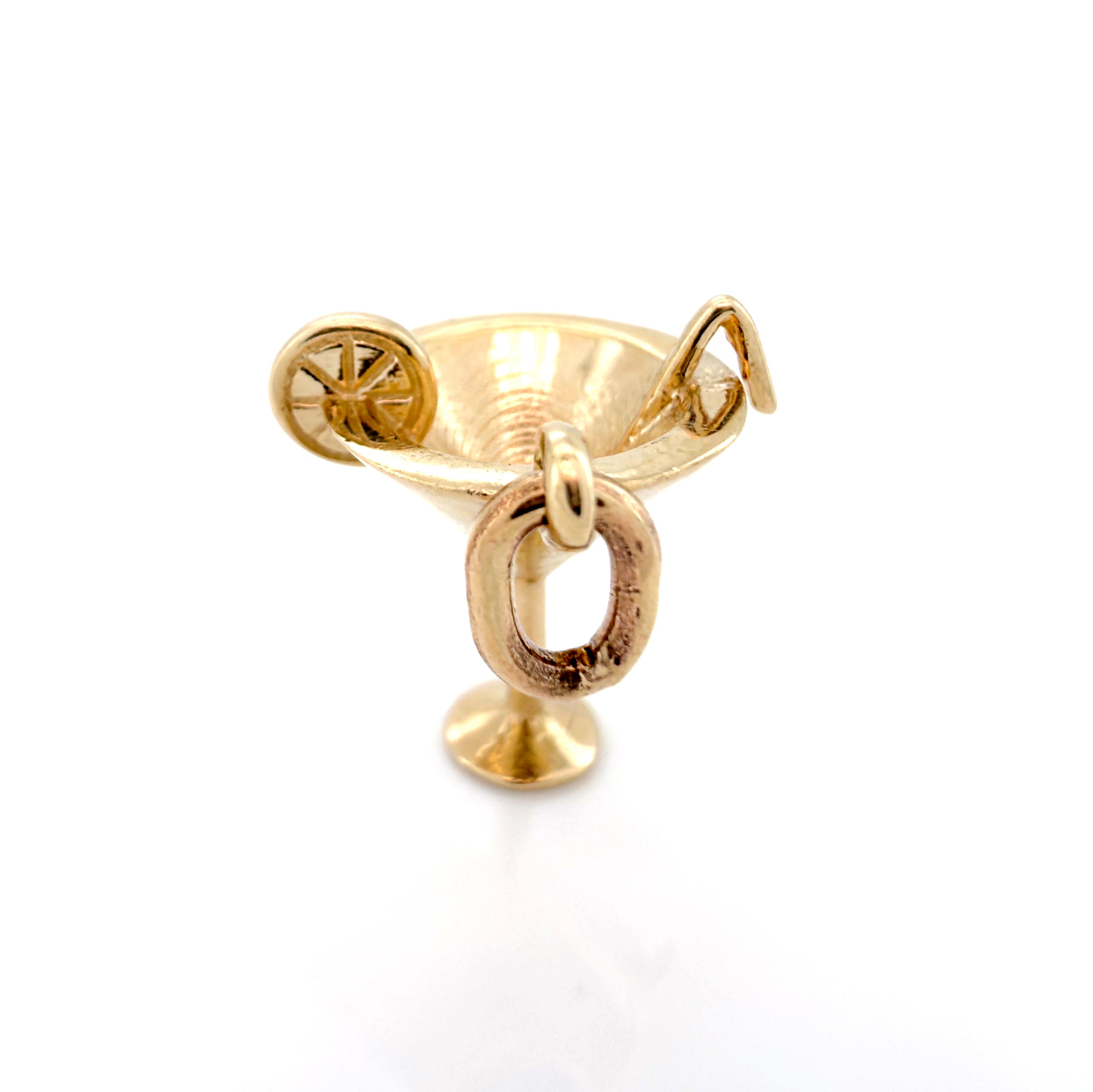 14K Yellow Gold Martini Glass 3D Charm