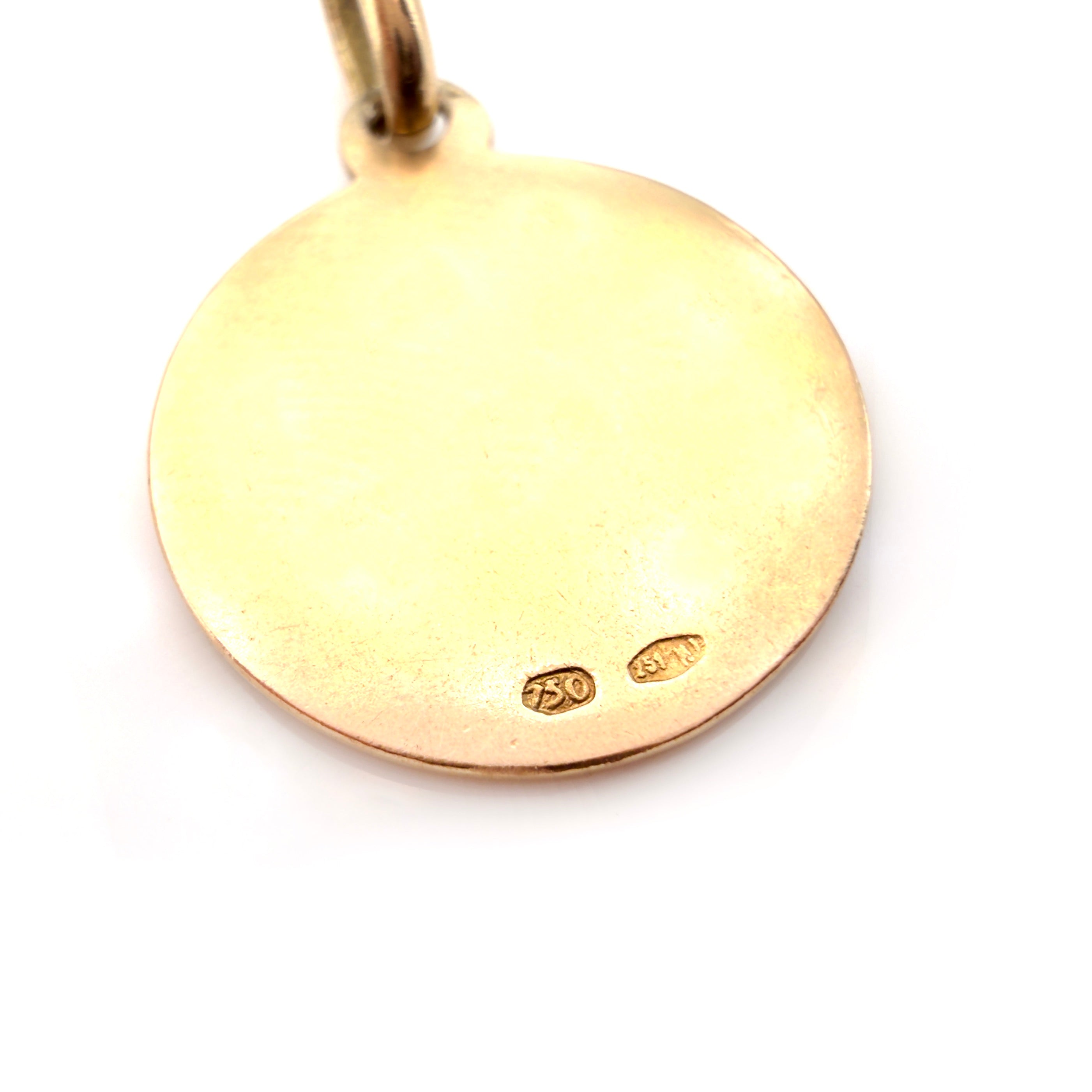 Vintage 1960s Italian 18K Virgin Mary Medallion, Pendant