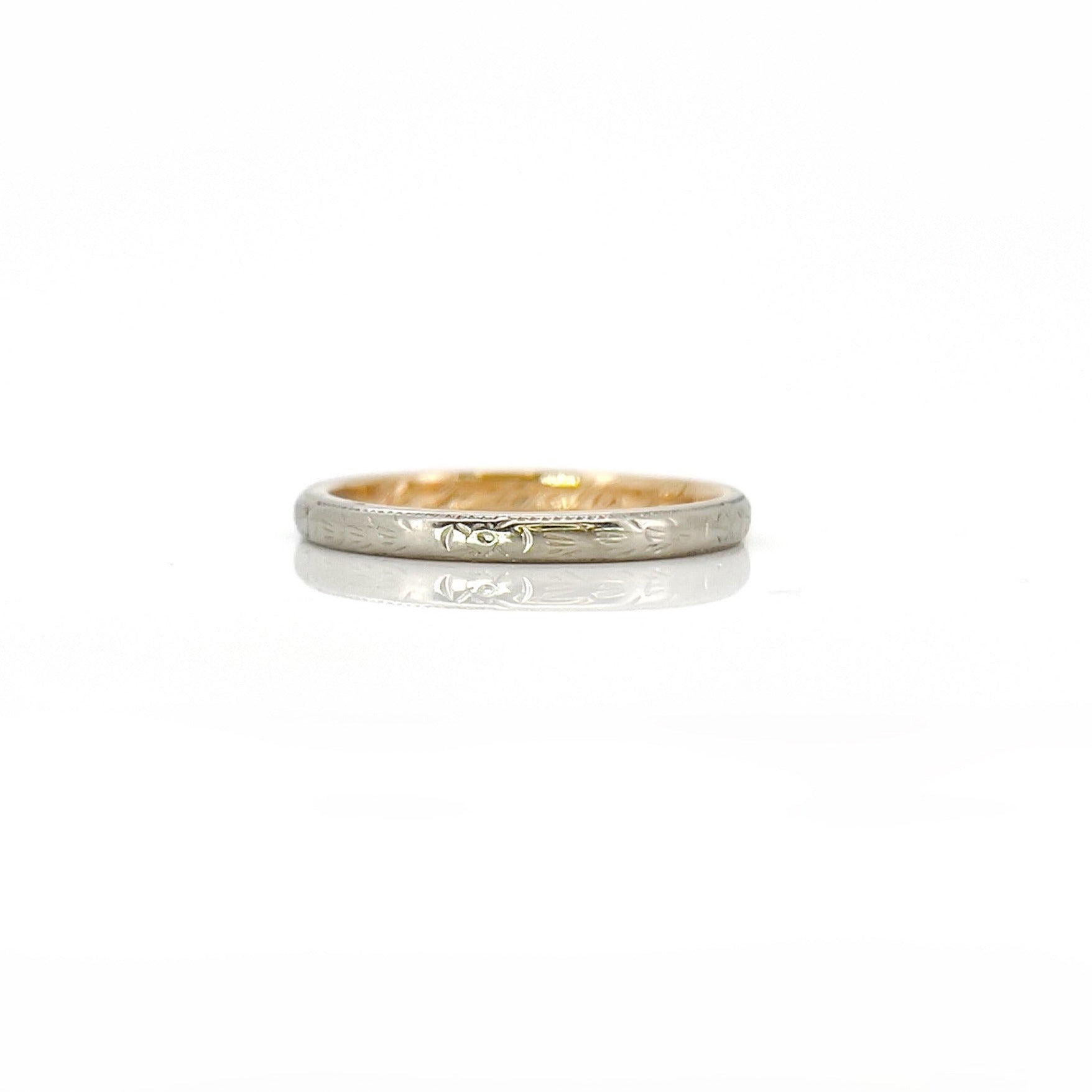 JR Wood Two Tone Eternity Ring, "R.J to M.V," 14K, Size 8