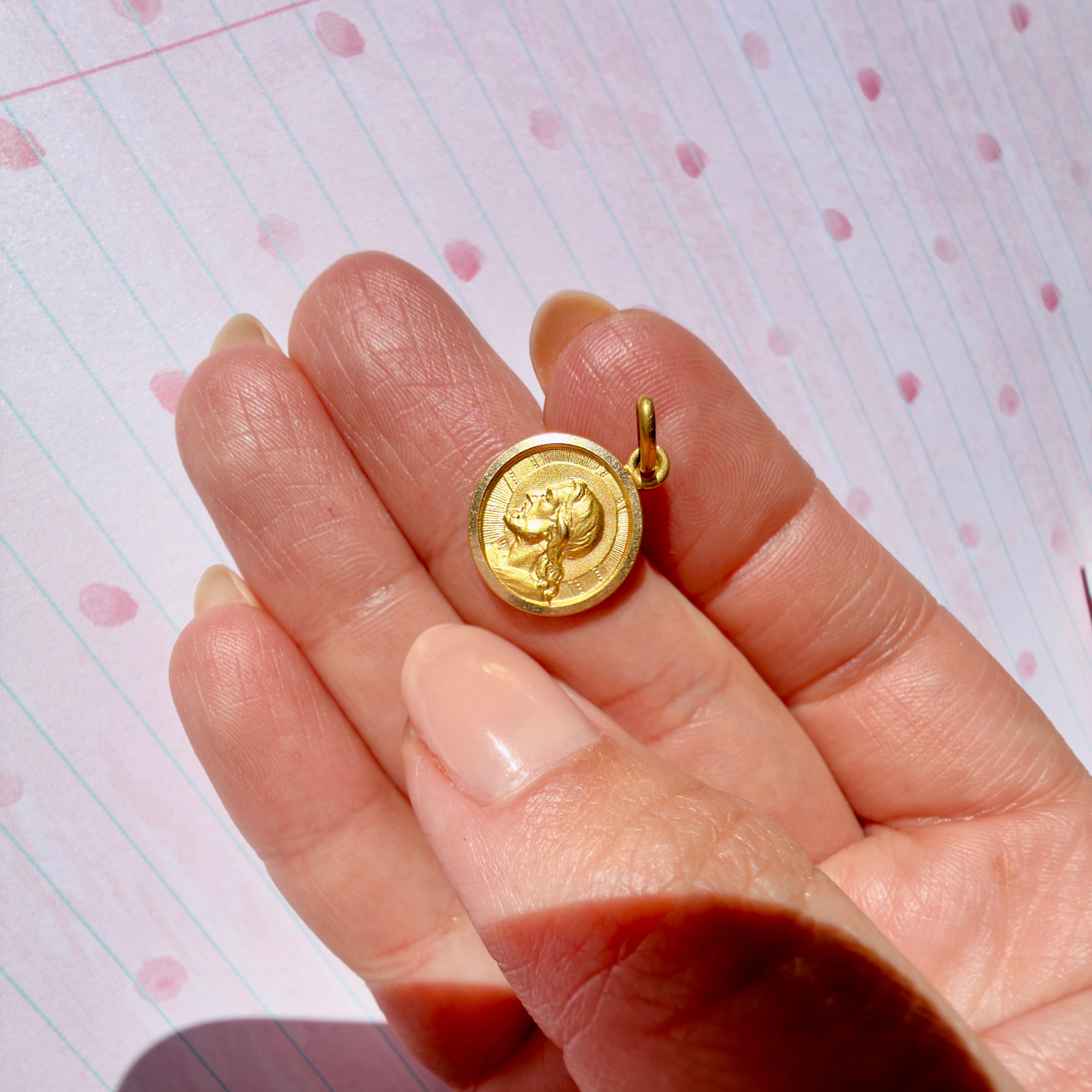 Vintage 1960s Italian 18K “Dio Ti Protegga” (May God Protect You) Medallion, Pendant