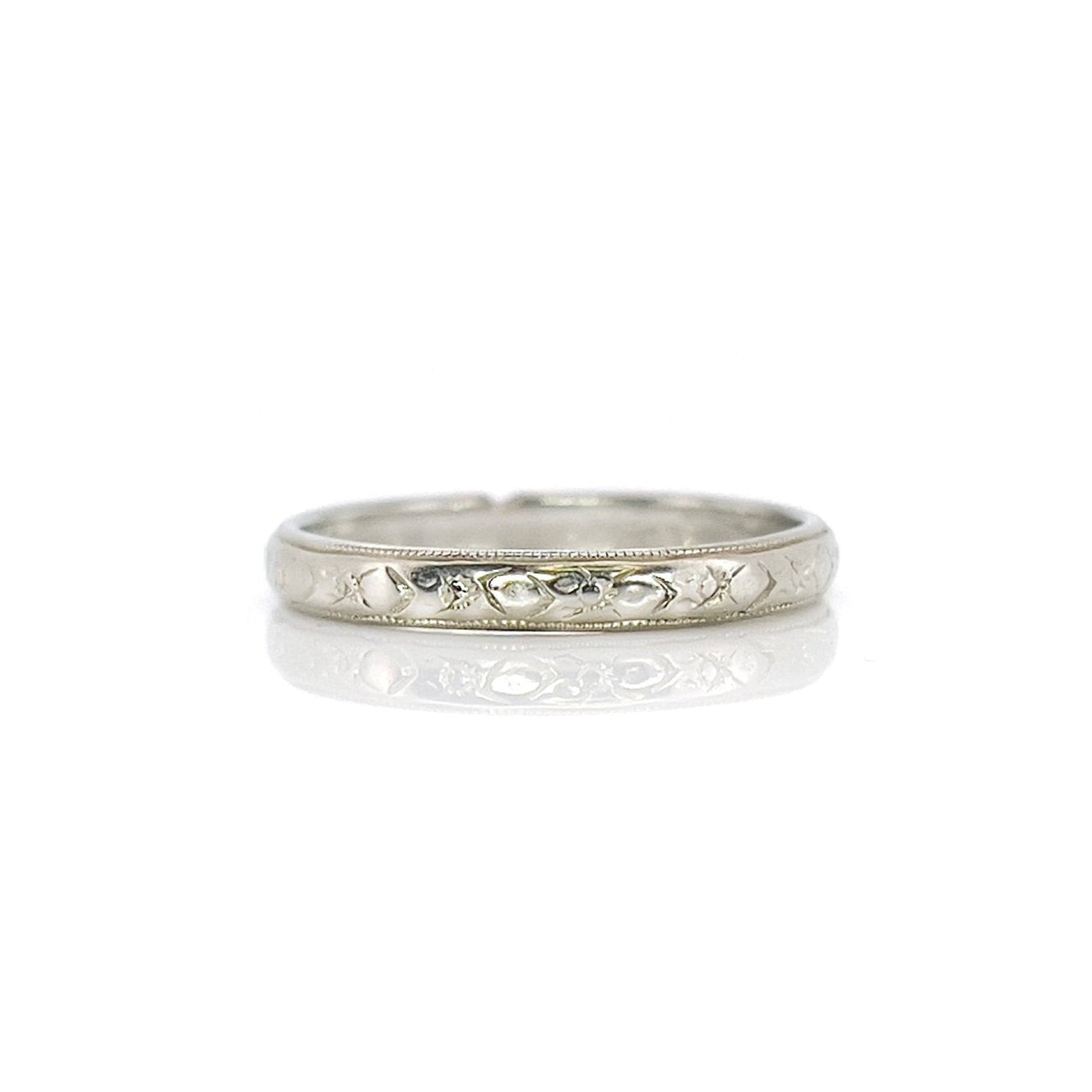 Art Deco JR Wood & Son’s Wedding Ring, G.E. to E.K. 6-15-24, Size 8.75