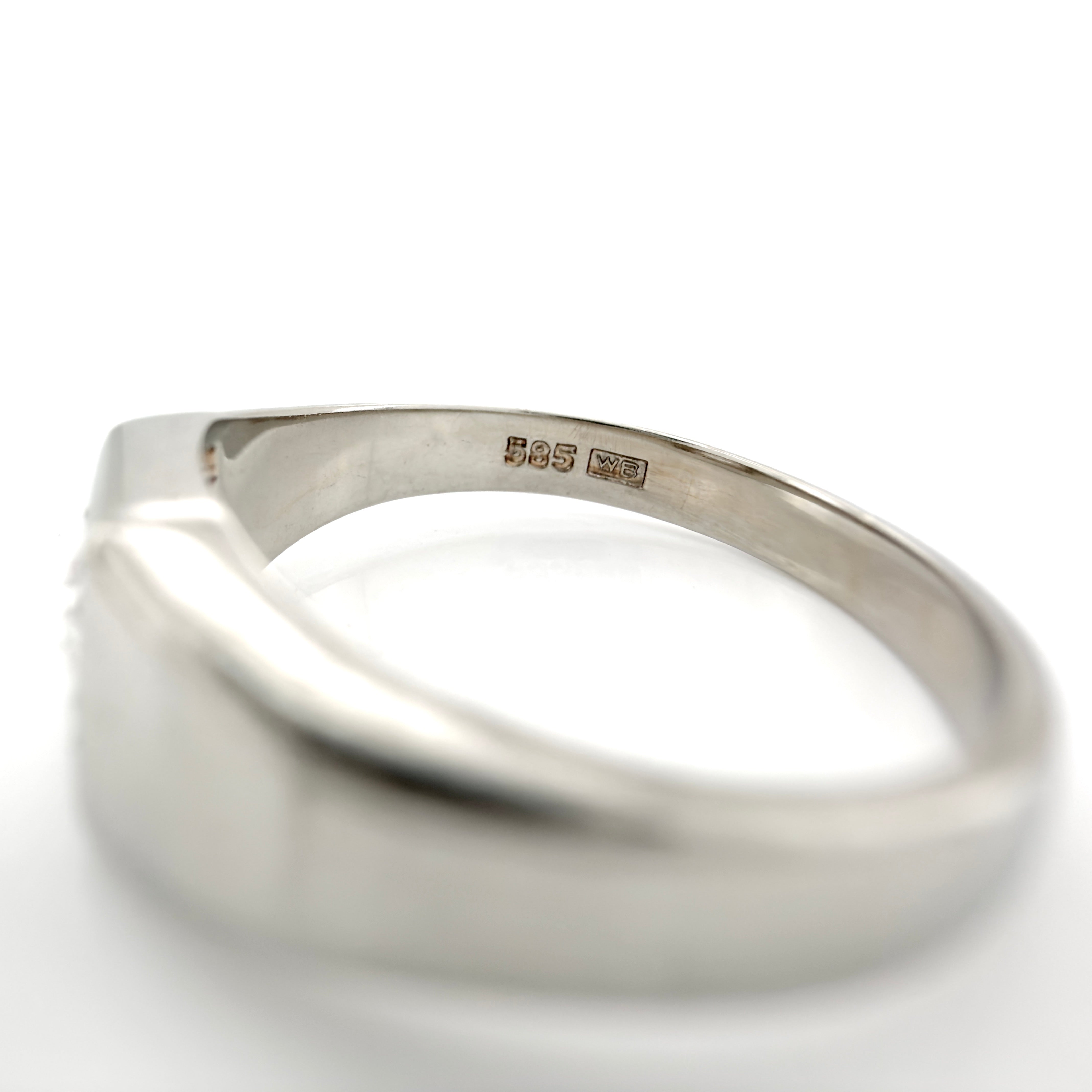 Art Deco 14K White Gold Old European Cut Diamond Ring, Size 7.75