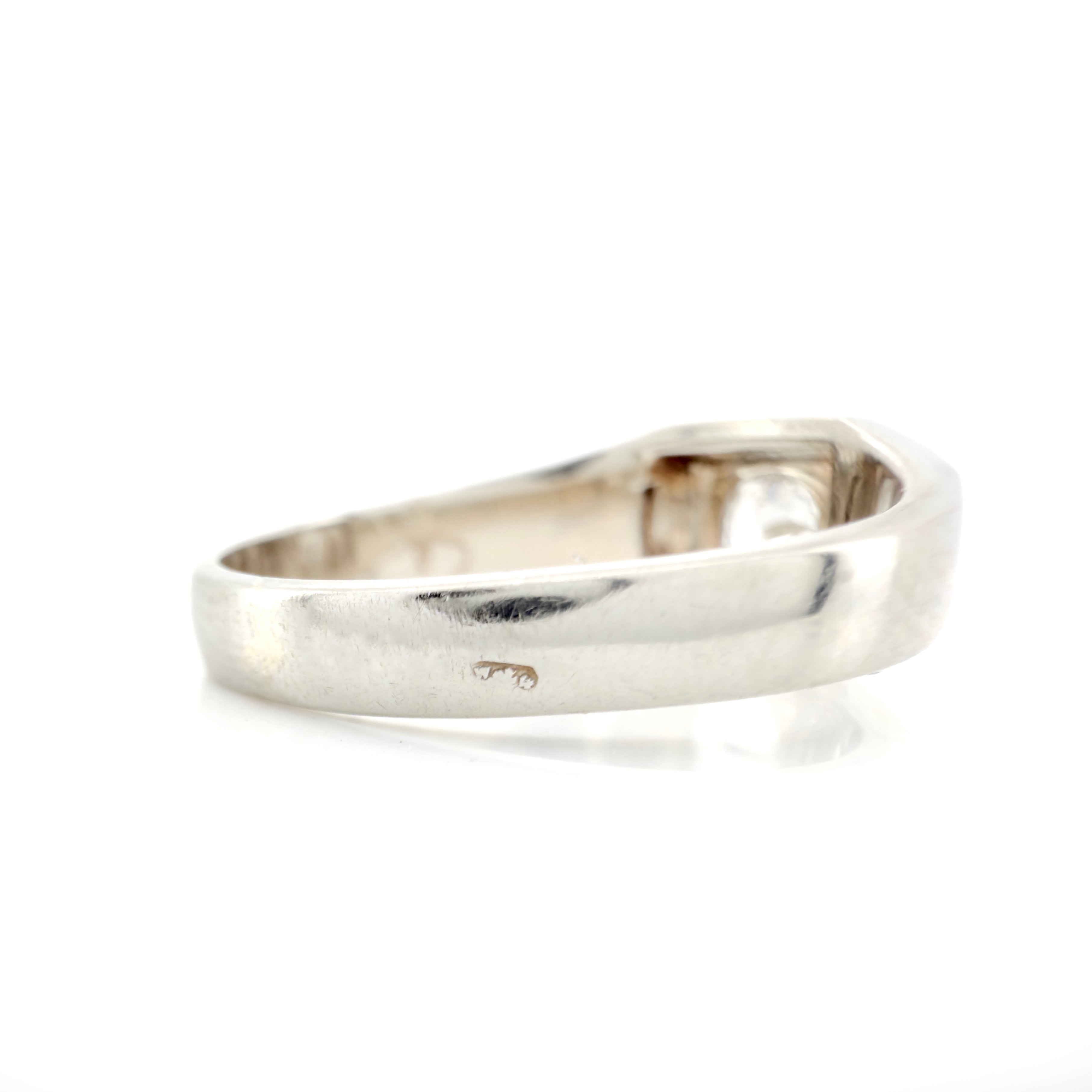 Art Deco 14K White Gold Old European Cut Diamond Ring, Size 7.75