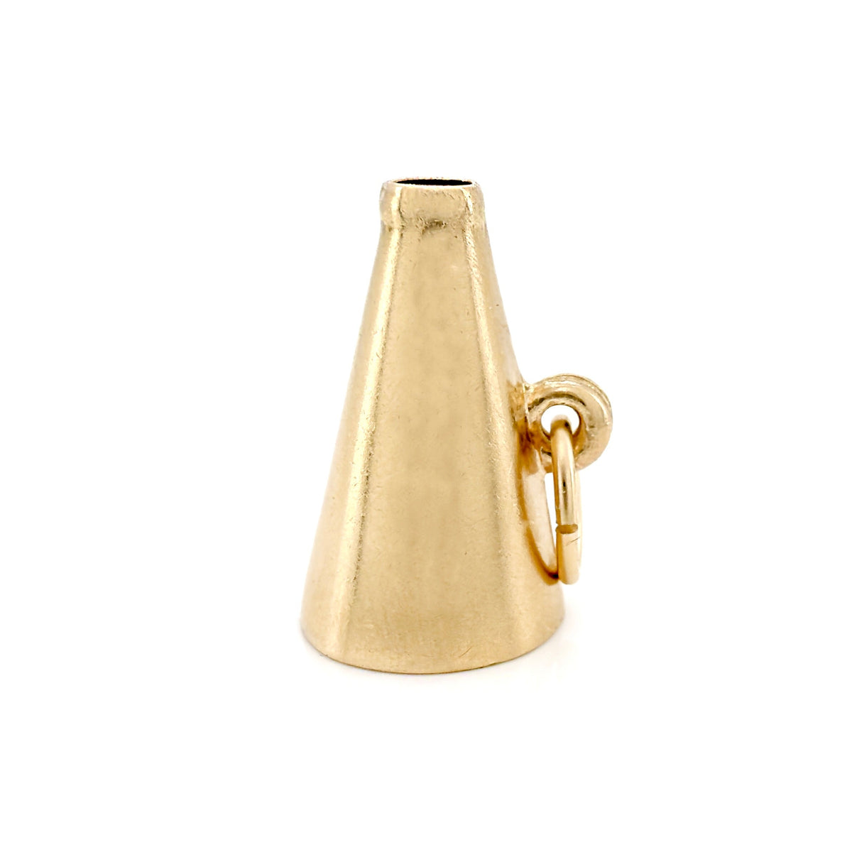 A megaphone charm with a side loop and ring, shown on a plain white background.