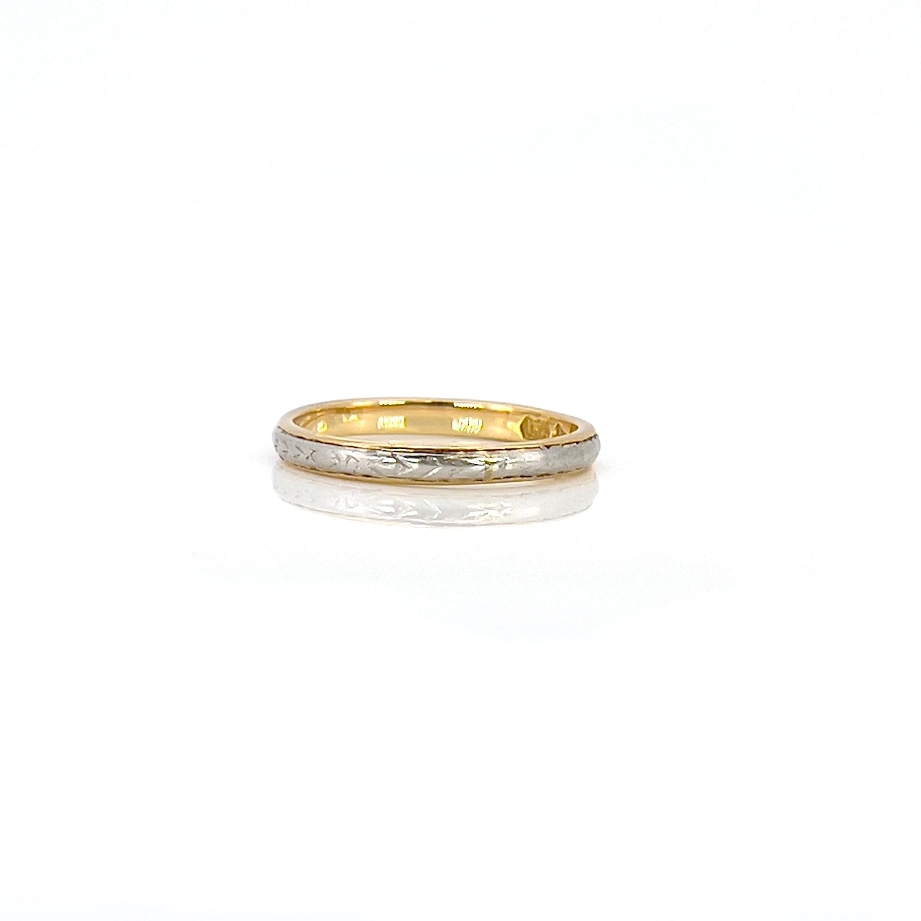 Antique Platinum & 18K Yellow Gold Wedding Band, Size 8