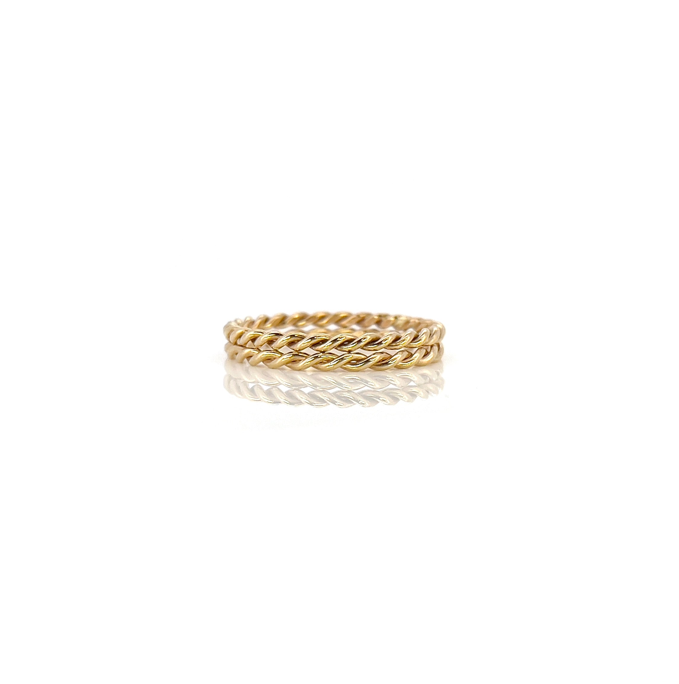 14K Yellow Gold Twisted Bands, Pair, Size 7.5