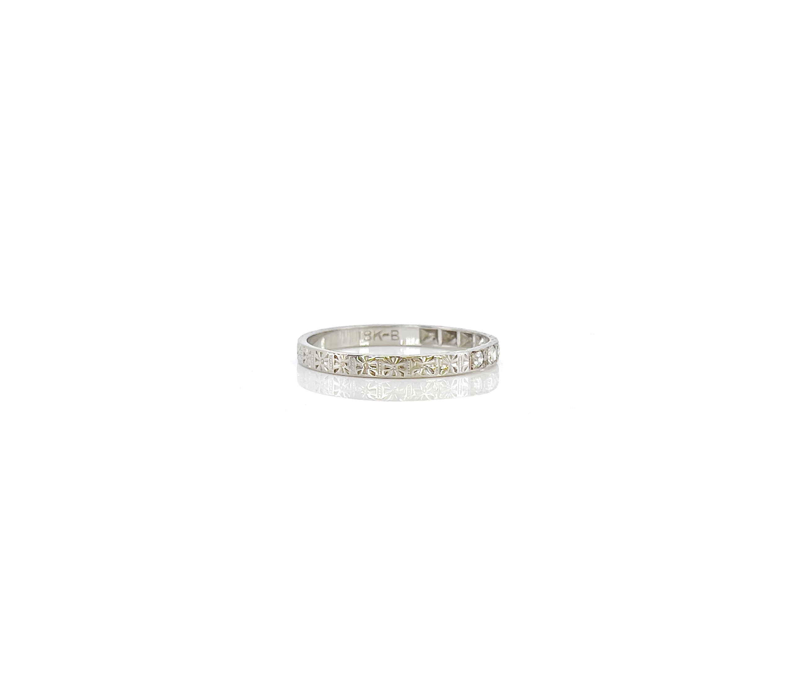 Art Deco Single Cut Diamond Wedding Band, size 7.25