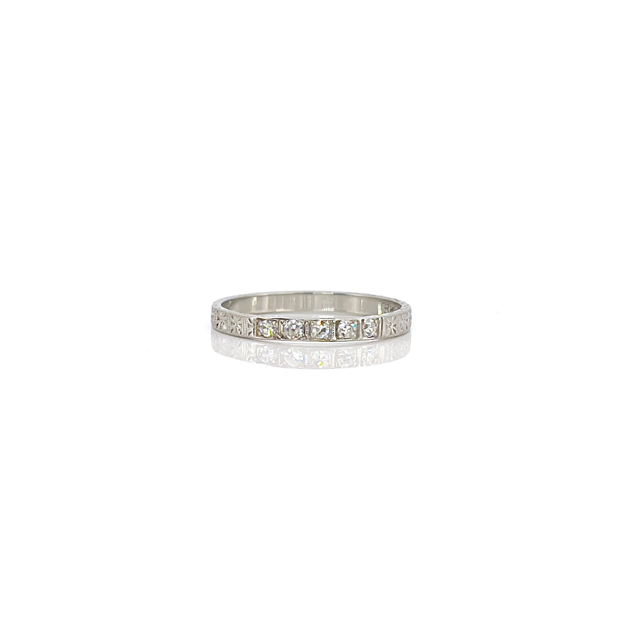 Art Deco Single Cut Diamond Wedding Band, size 7.25