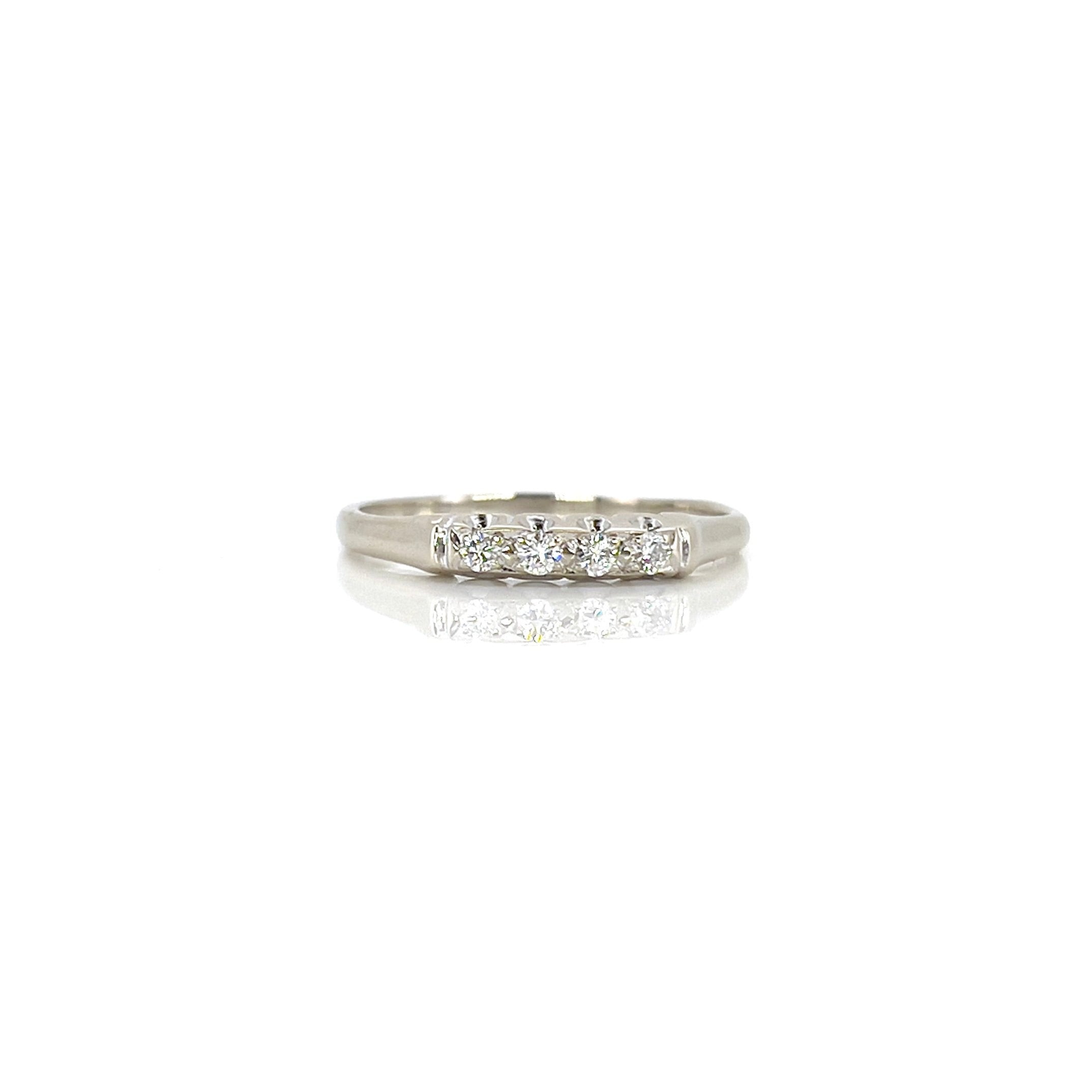 14K White Gold Diamond Band, Size 8