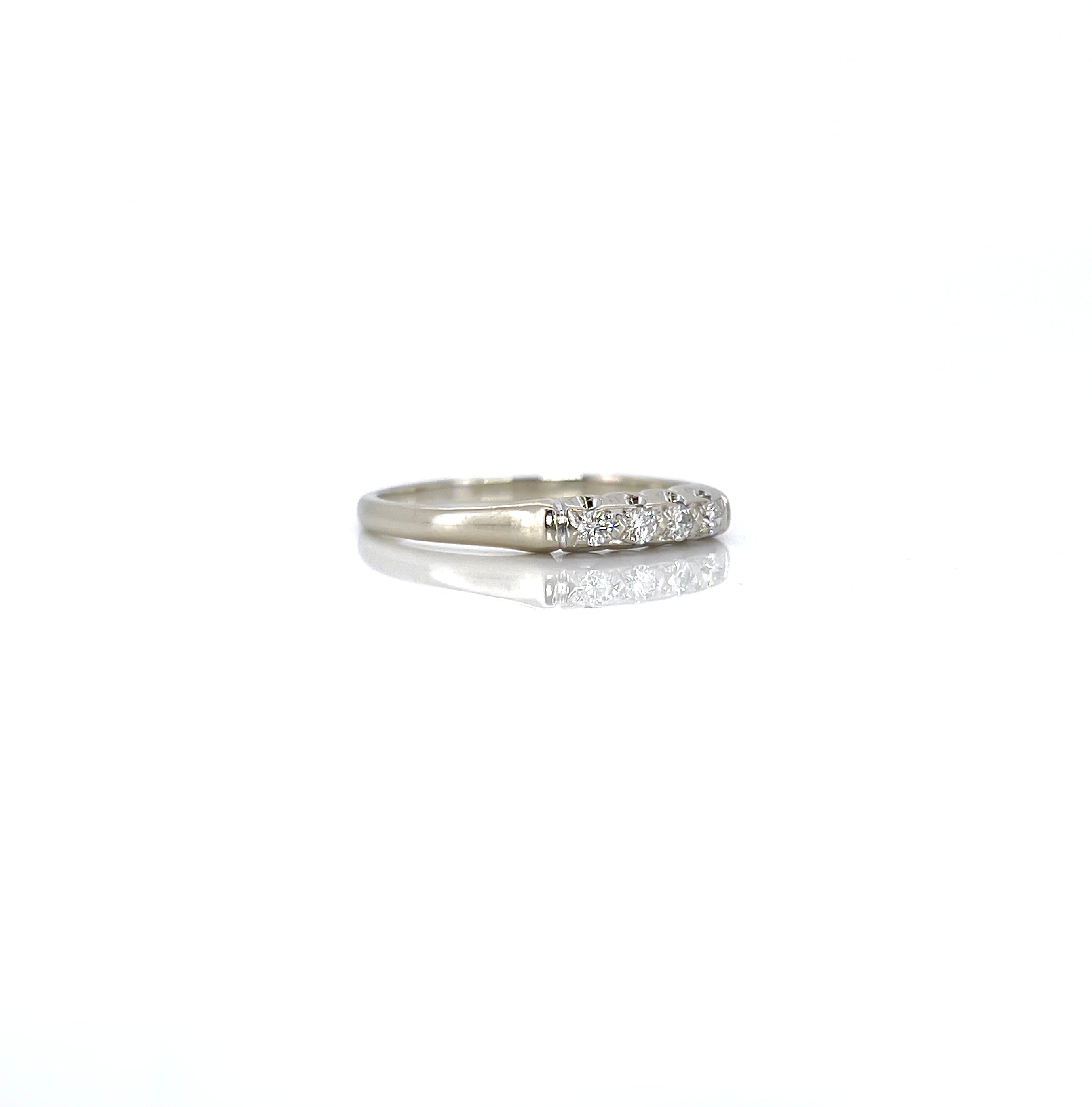 14K White Gold Diamond Band, Size 8