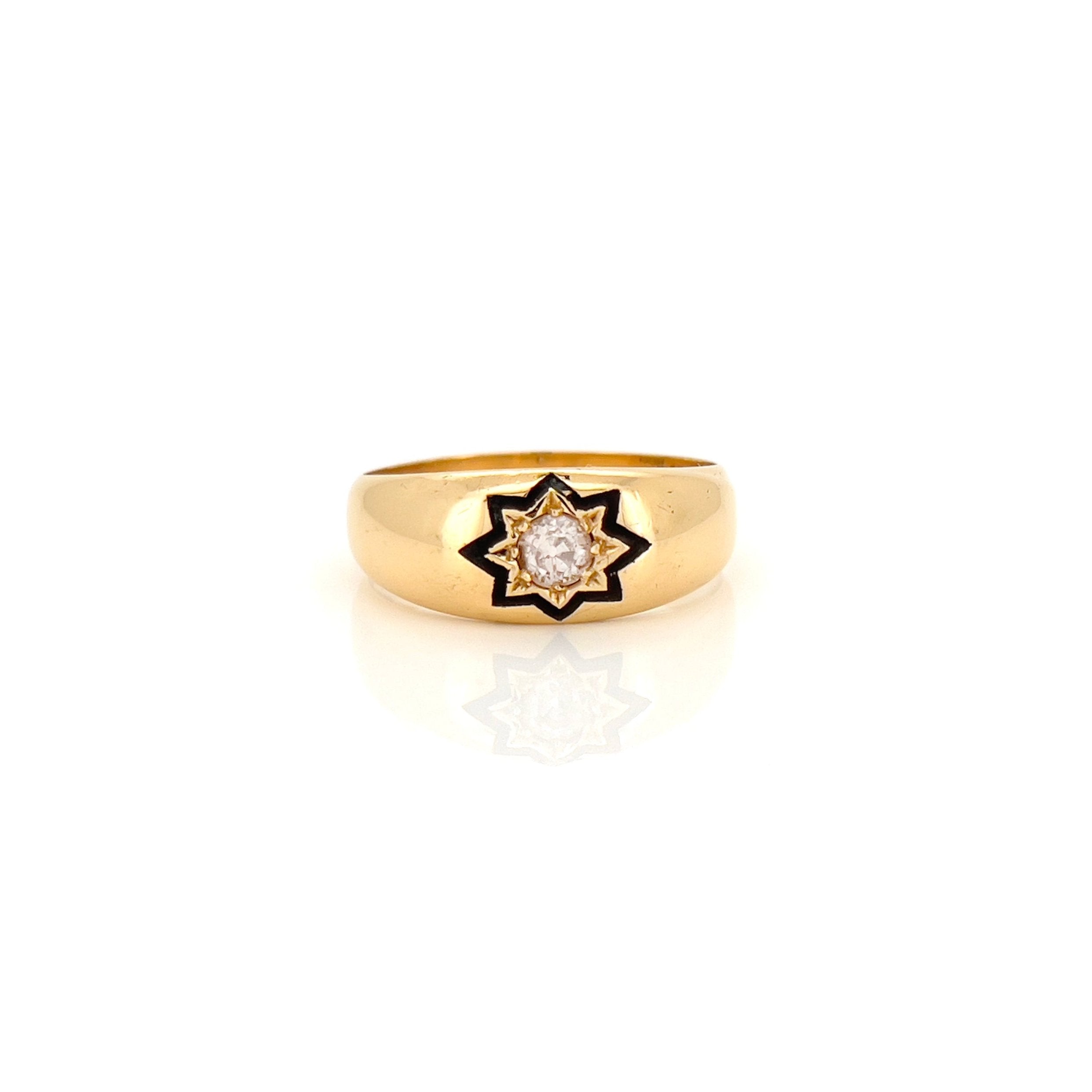 Antique Old Mine Cut Diamond Starburst Ring, 0.30 ct, Chester 1889, Size 8.5