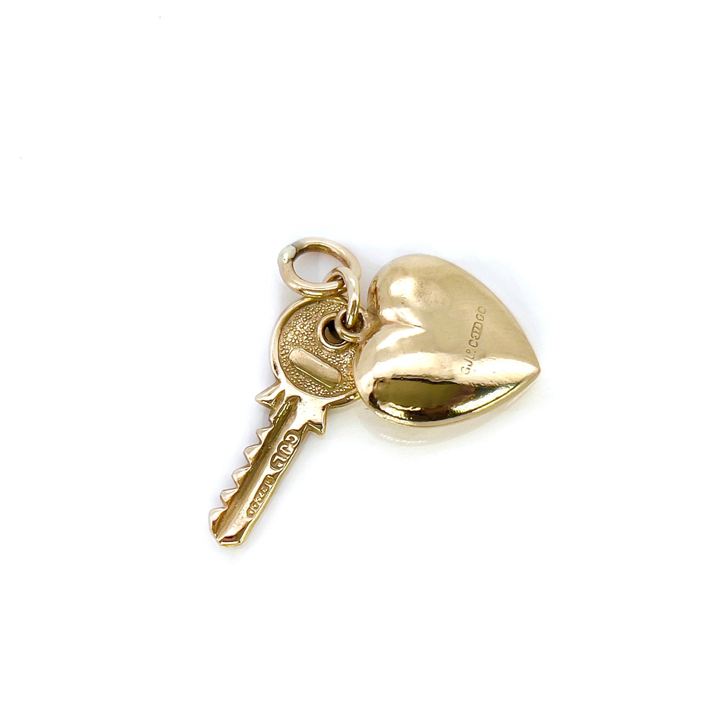 Vintage Heart and Key Charm, London 1963, 9K