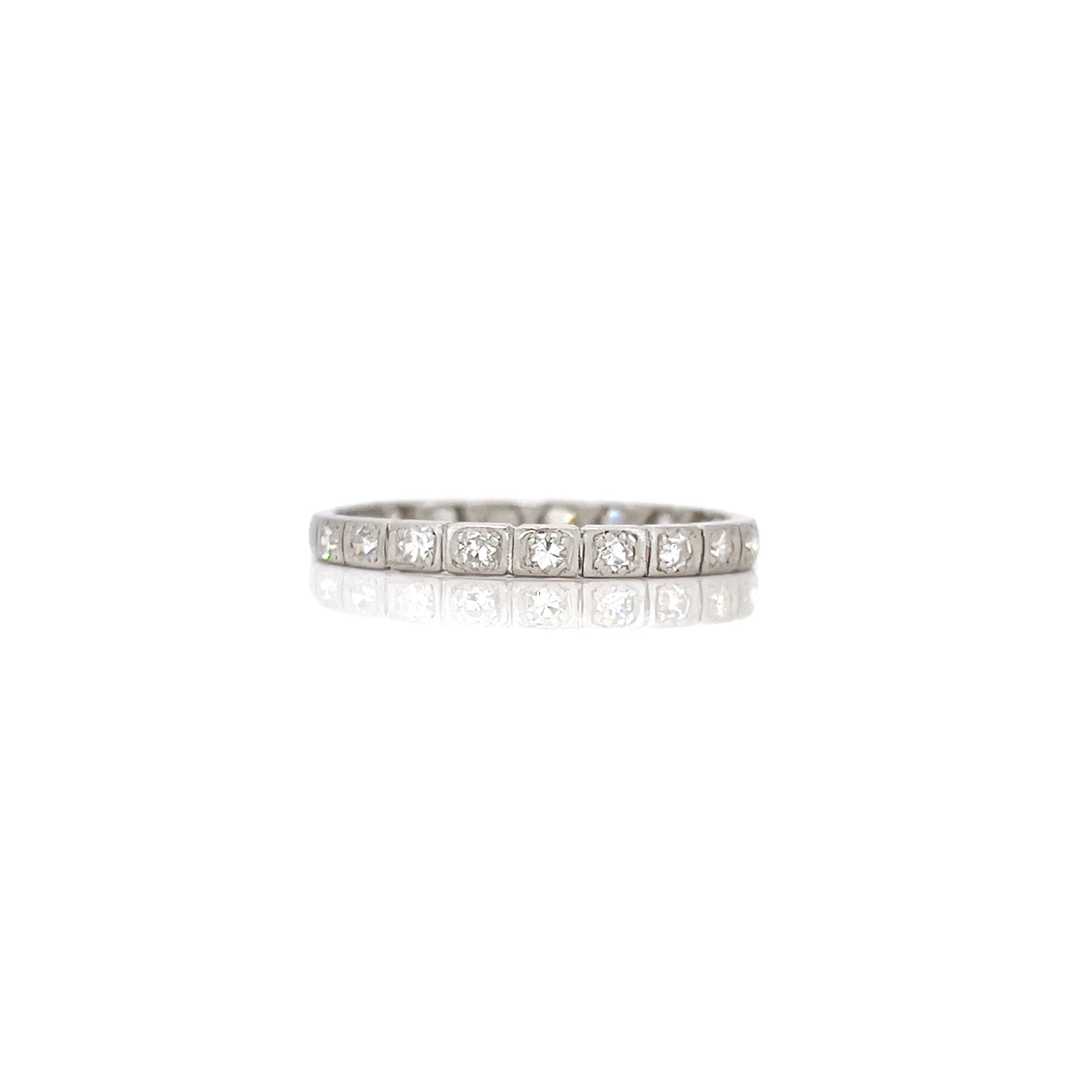 Art Deco Platinum Single Cut Diamond Ring, Size 9.5