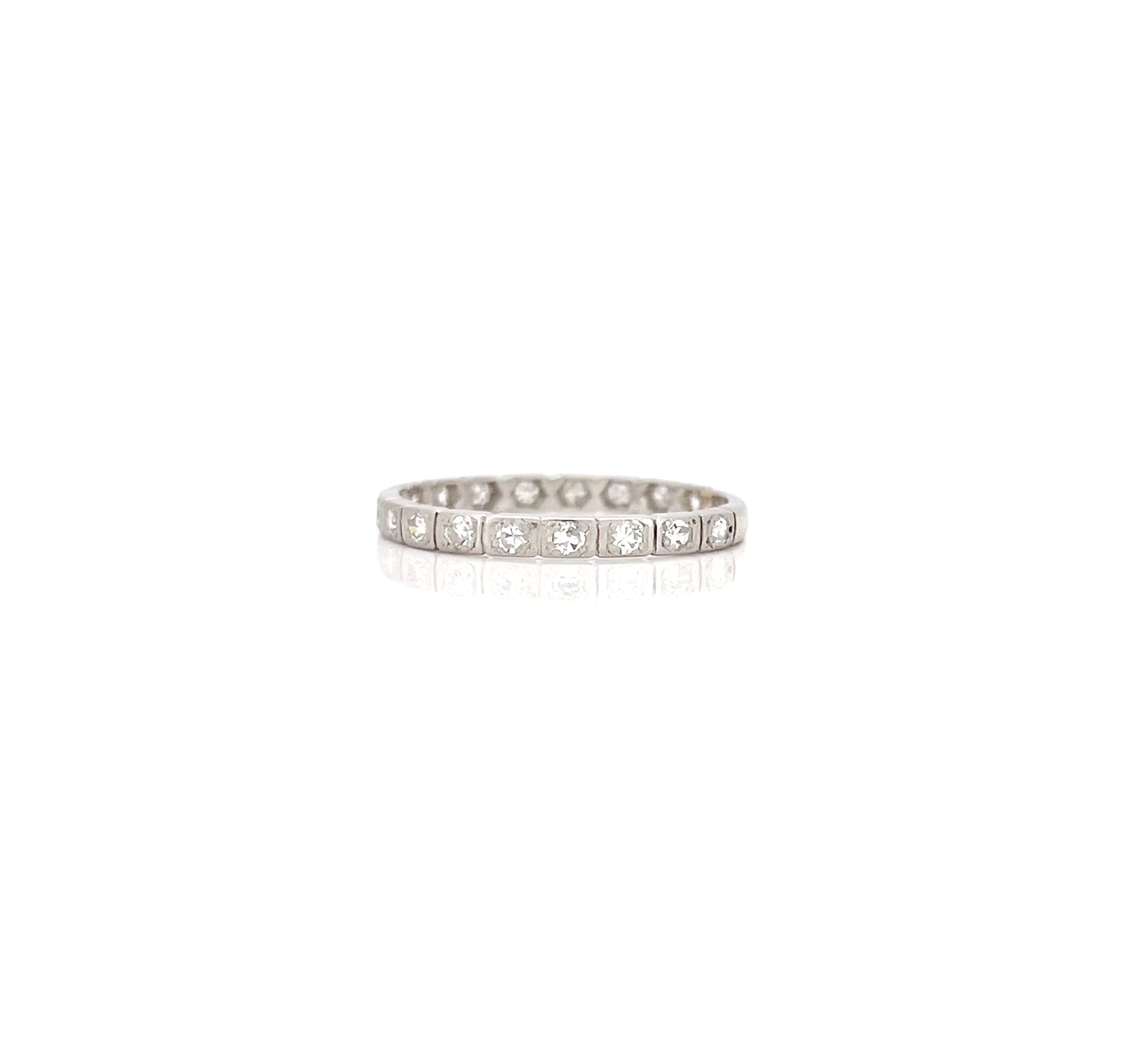 Art Deco Platinum Single Cut Diamond Ring, Size 9.5