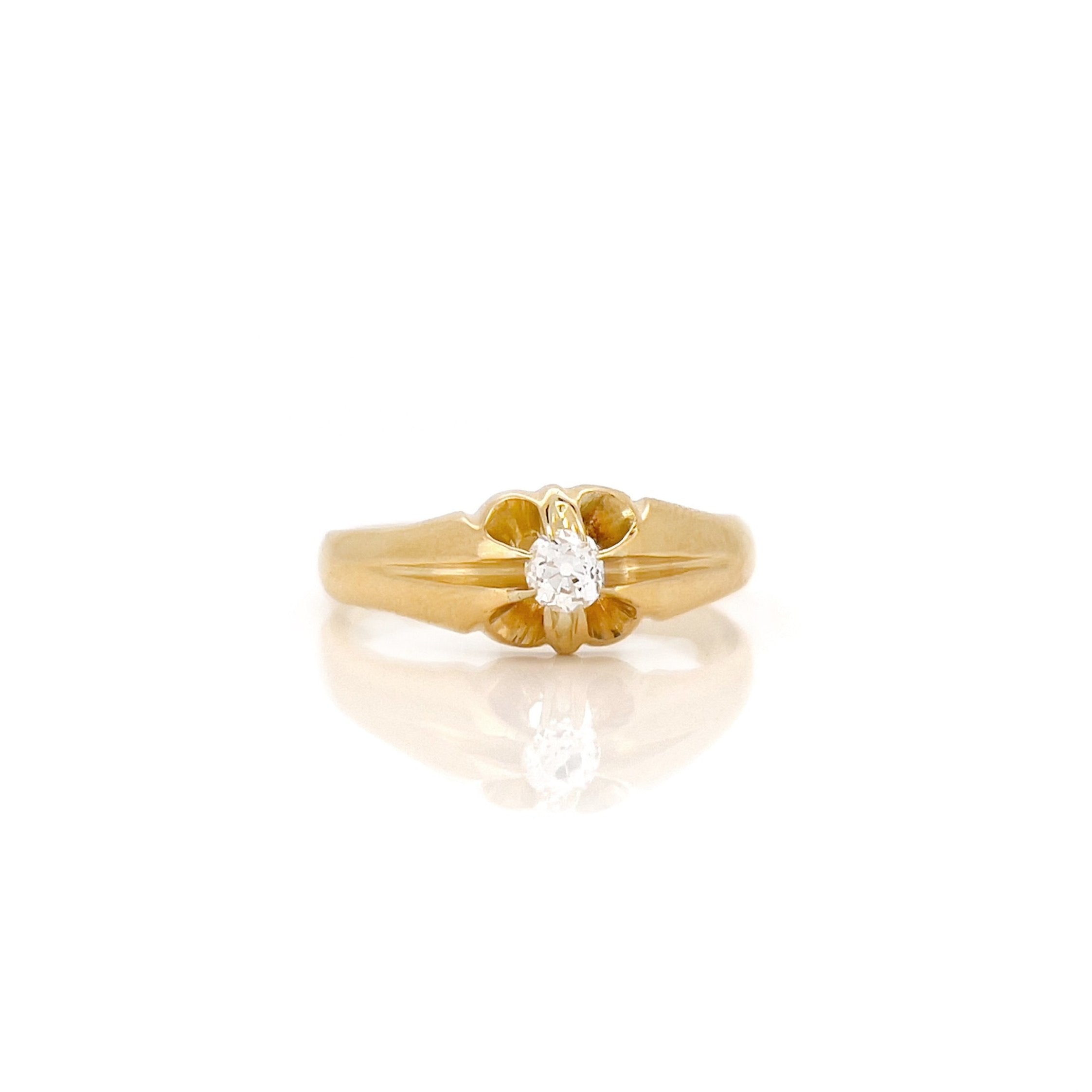 Art Deco Old European Cut Diamond Buttercup Ring, London 1921, Size 10.5