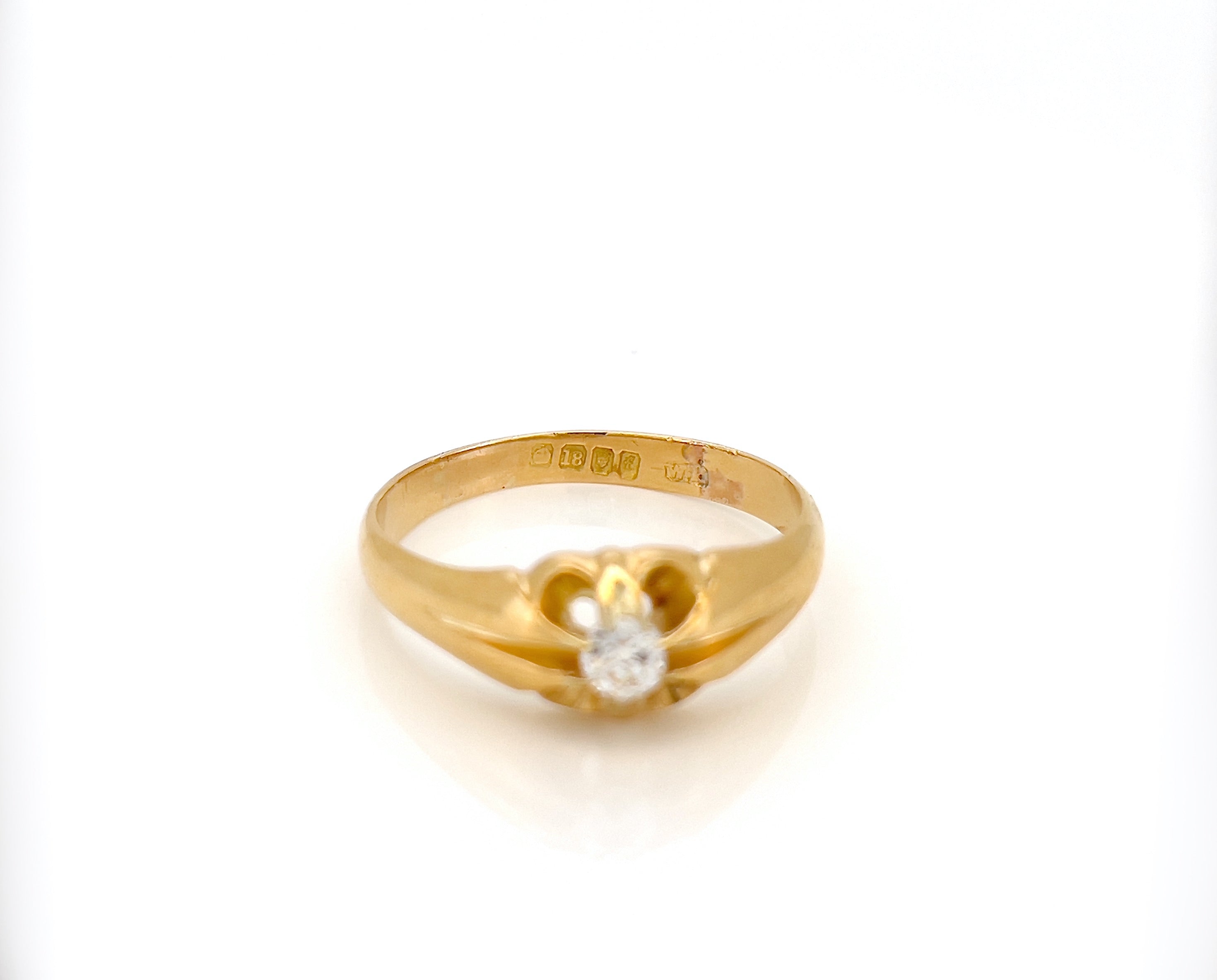 Art Deco Old European Cut Diamond Buttercup Ring, London 1921, Size 10.5