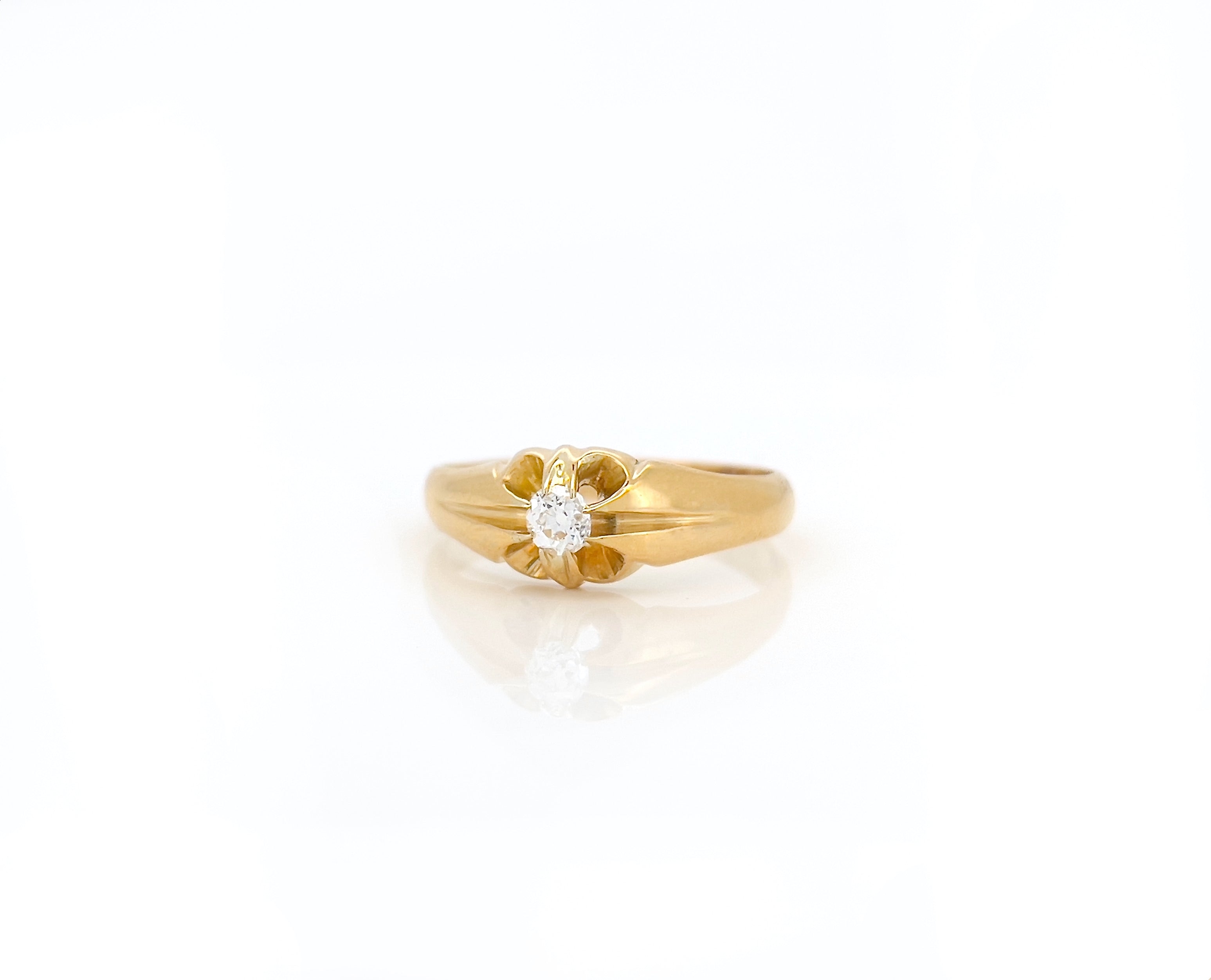 Art Deco Old European Cut Diamond Buttercup Ring, London 1921, Size 10.5