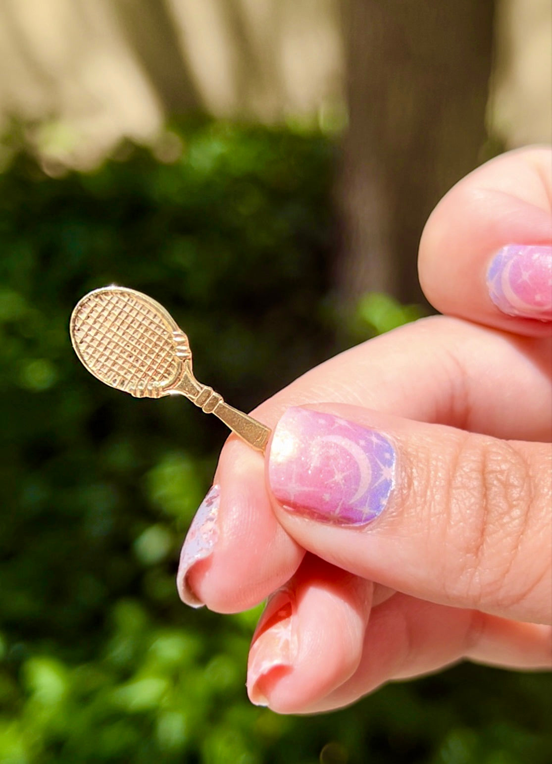 Vintage Tennis Racket Gold Charm, 18KT