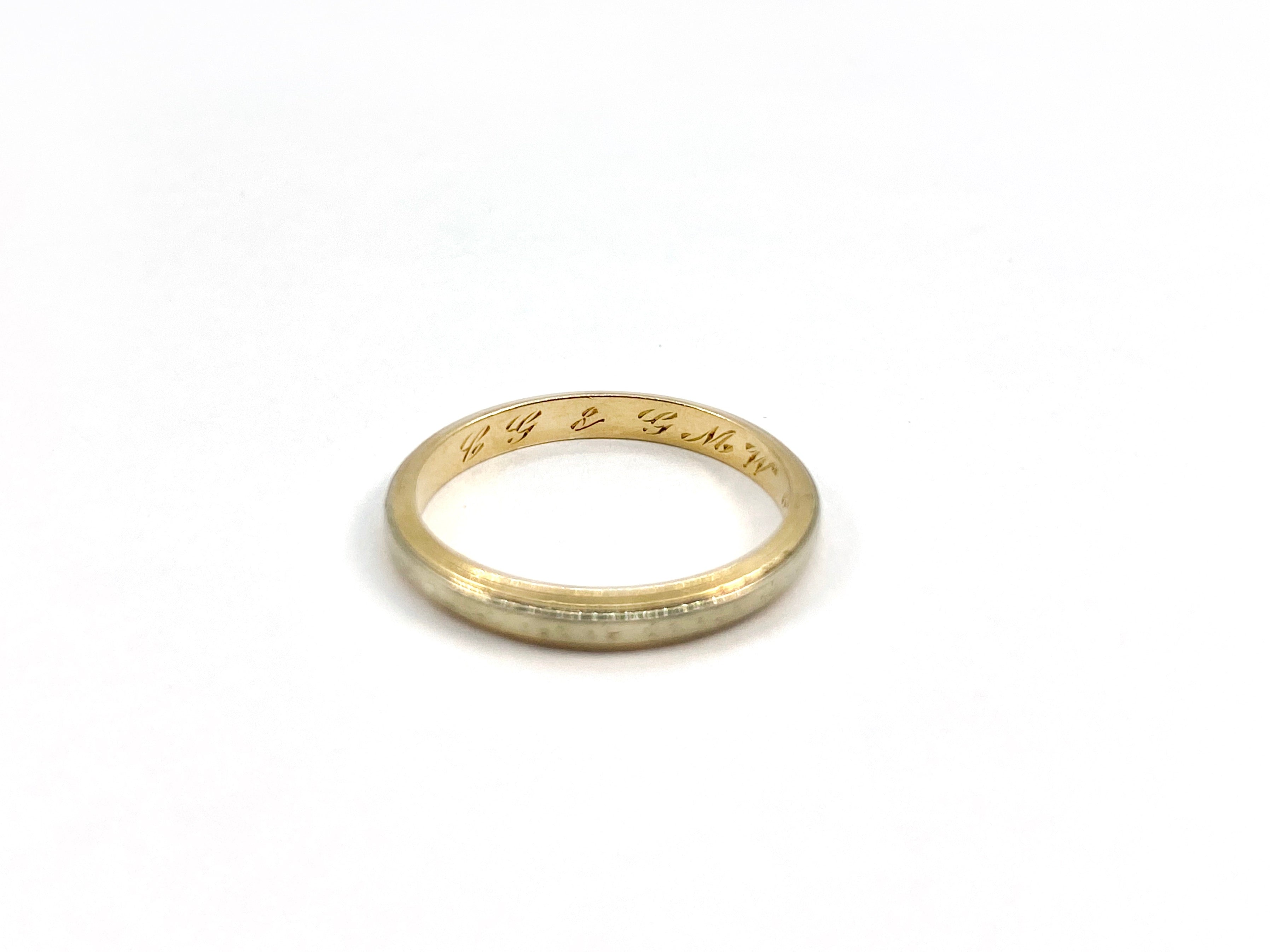 Retro Two Tone Gold Band, CG & GMW 6-12-43, 14K, Size 6.25