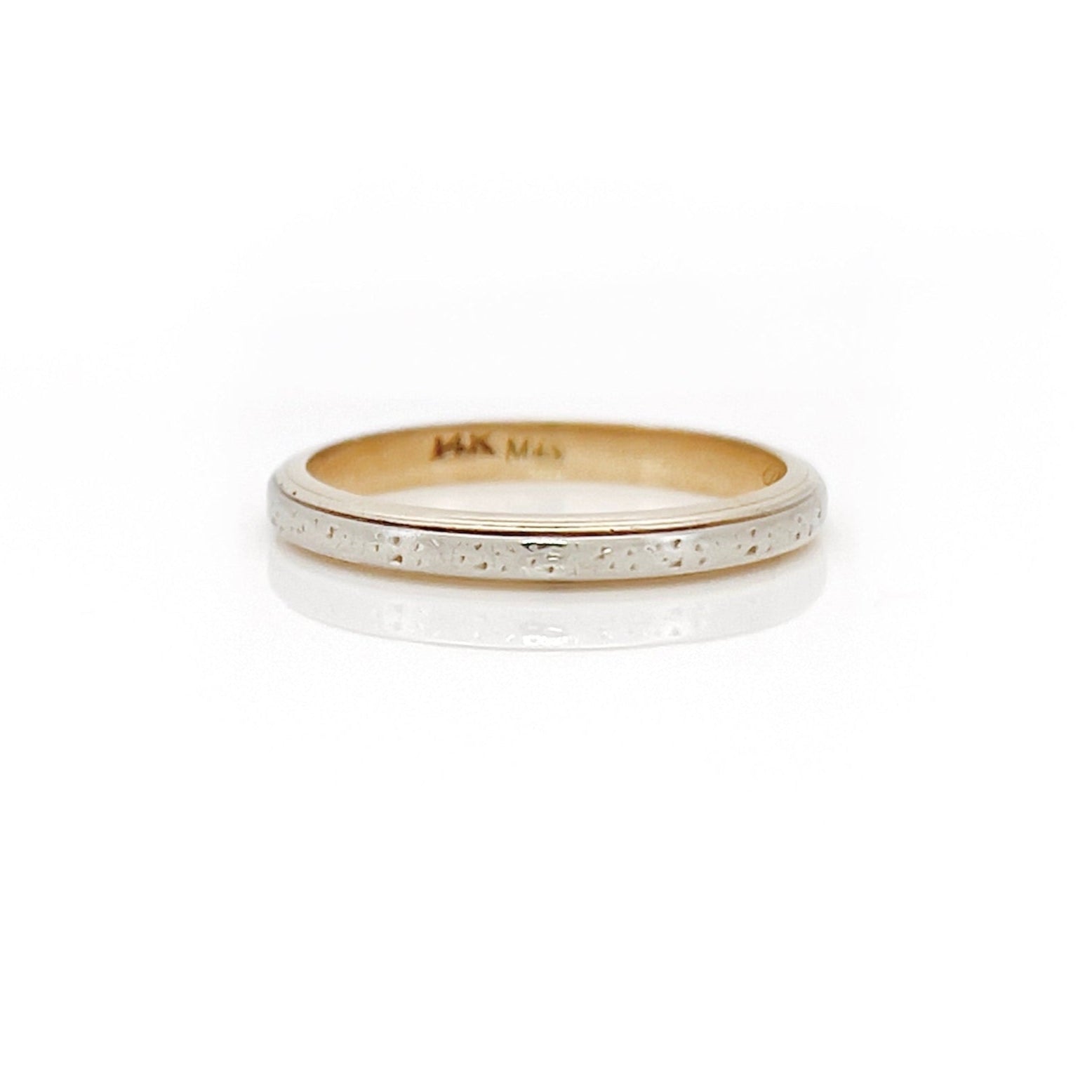 Retro Two Tone Gold Band, CG & GMW 6-12-43, 14K, Size 6.25