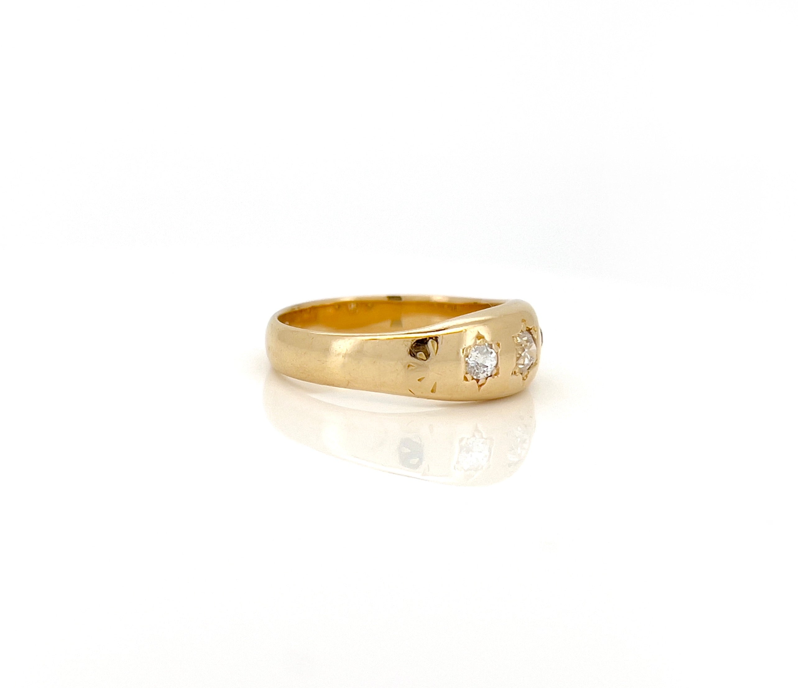 Vintage Old European Diamond Starburst Ring, 18KT, Size 9