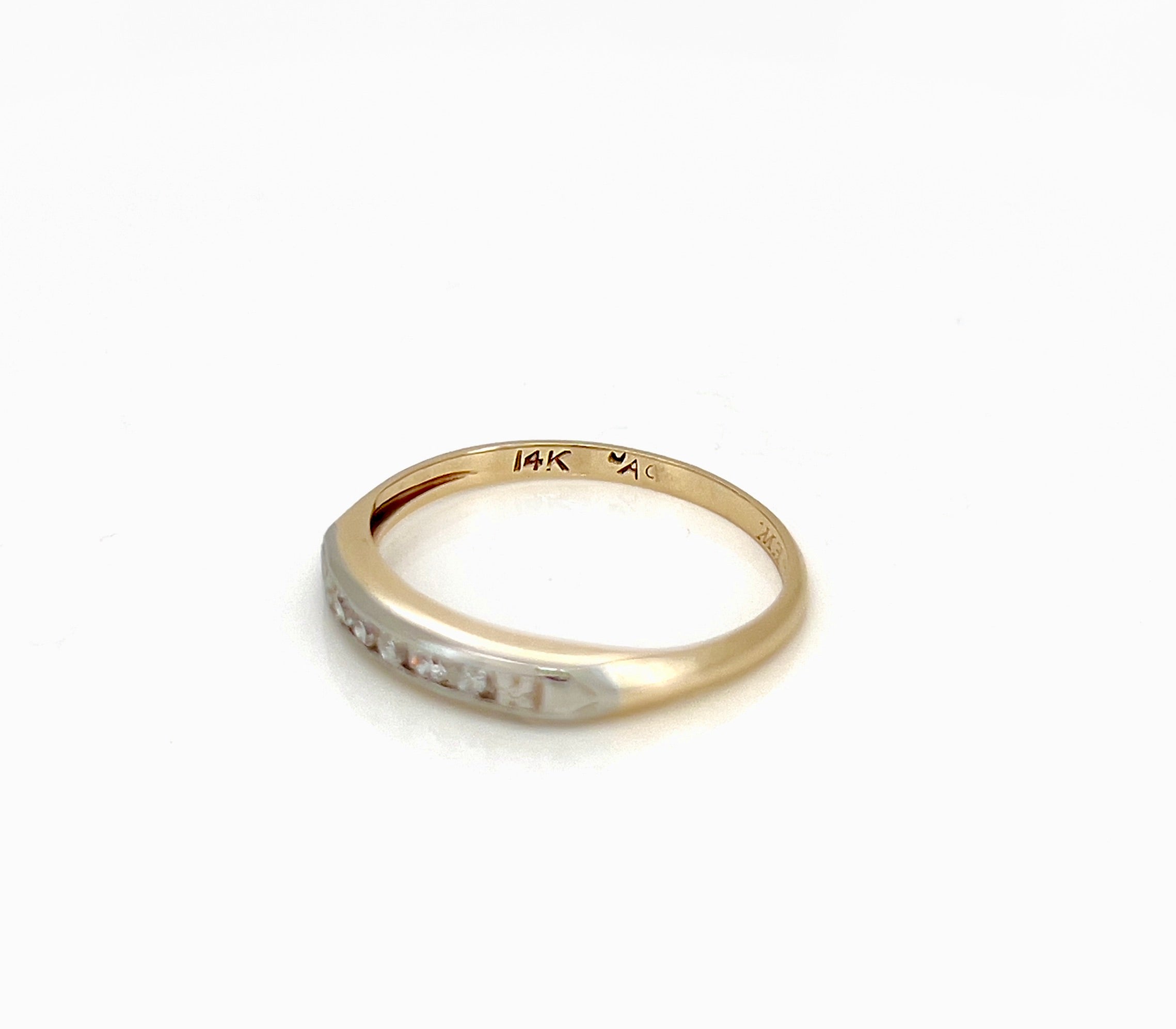Vintage Retro Two Tone Diamond Ring, Size 5.75