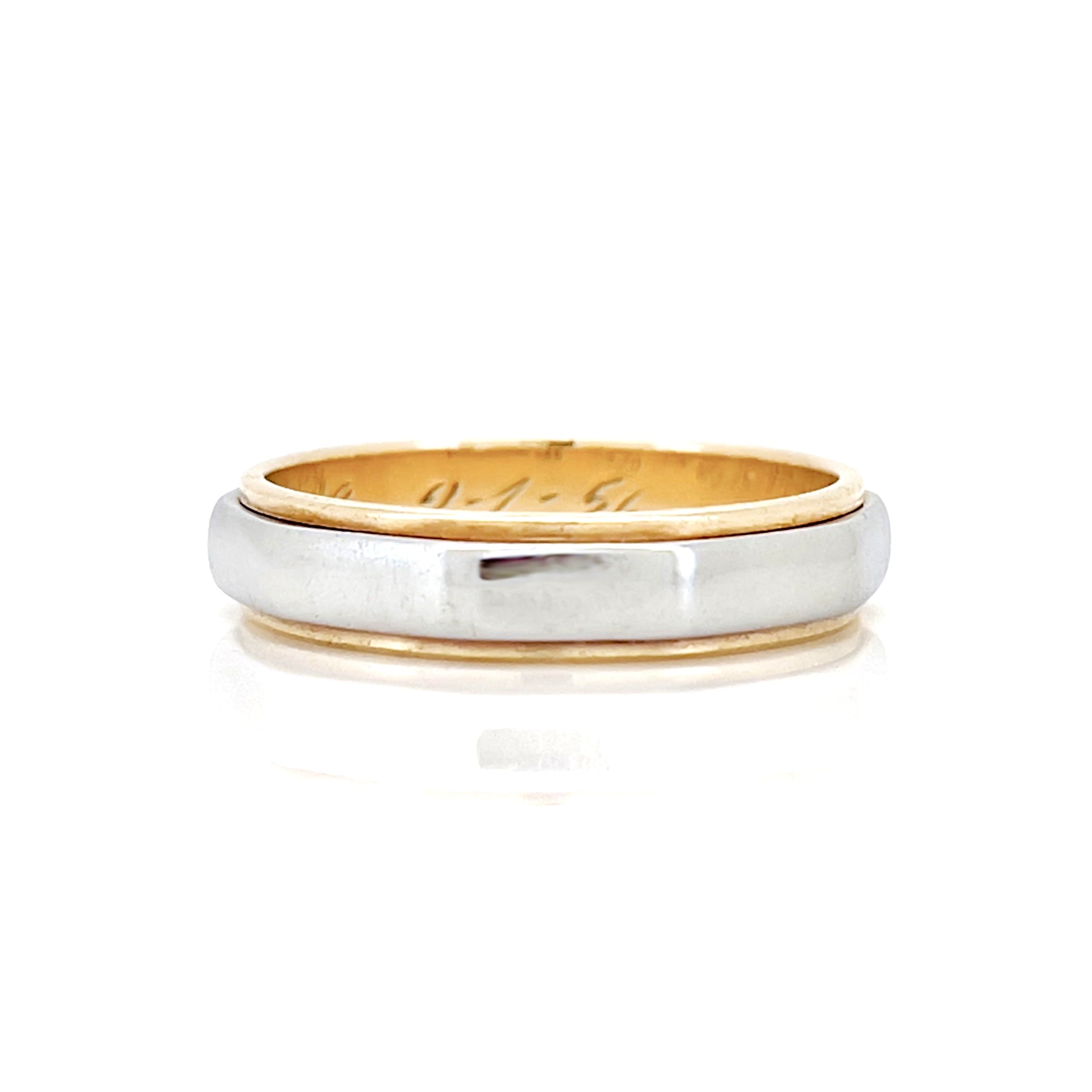 Vintage Two Tone Lohengrin Ring, 9-1-56, Size 6.5, 14K
