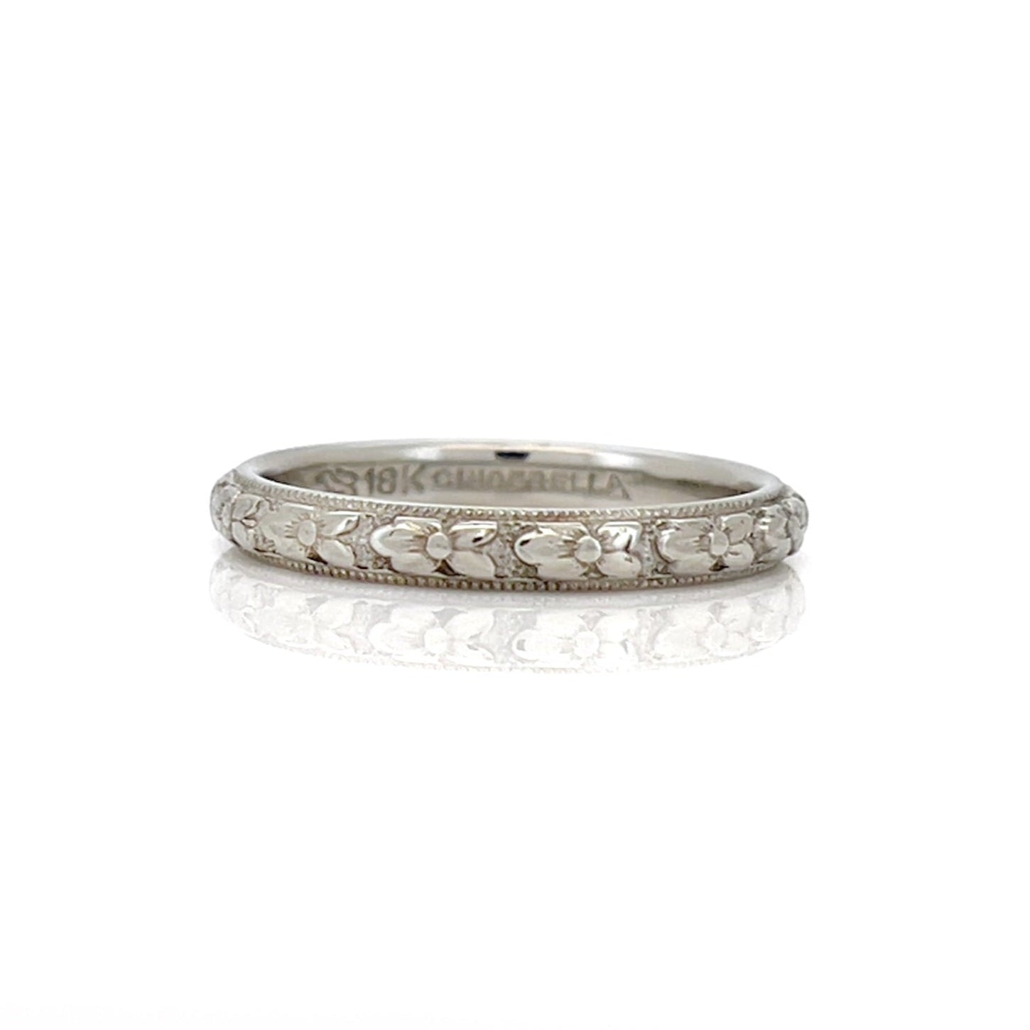 Art Deco White Gold Lohengrin Cinderella Band, Size 5.25