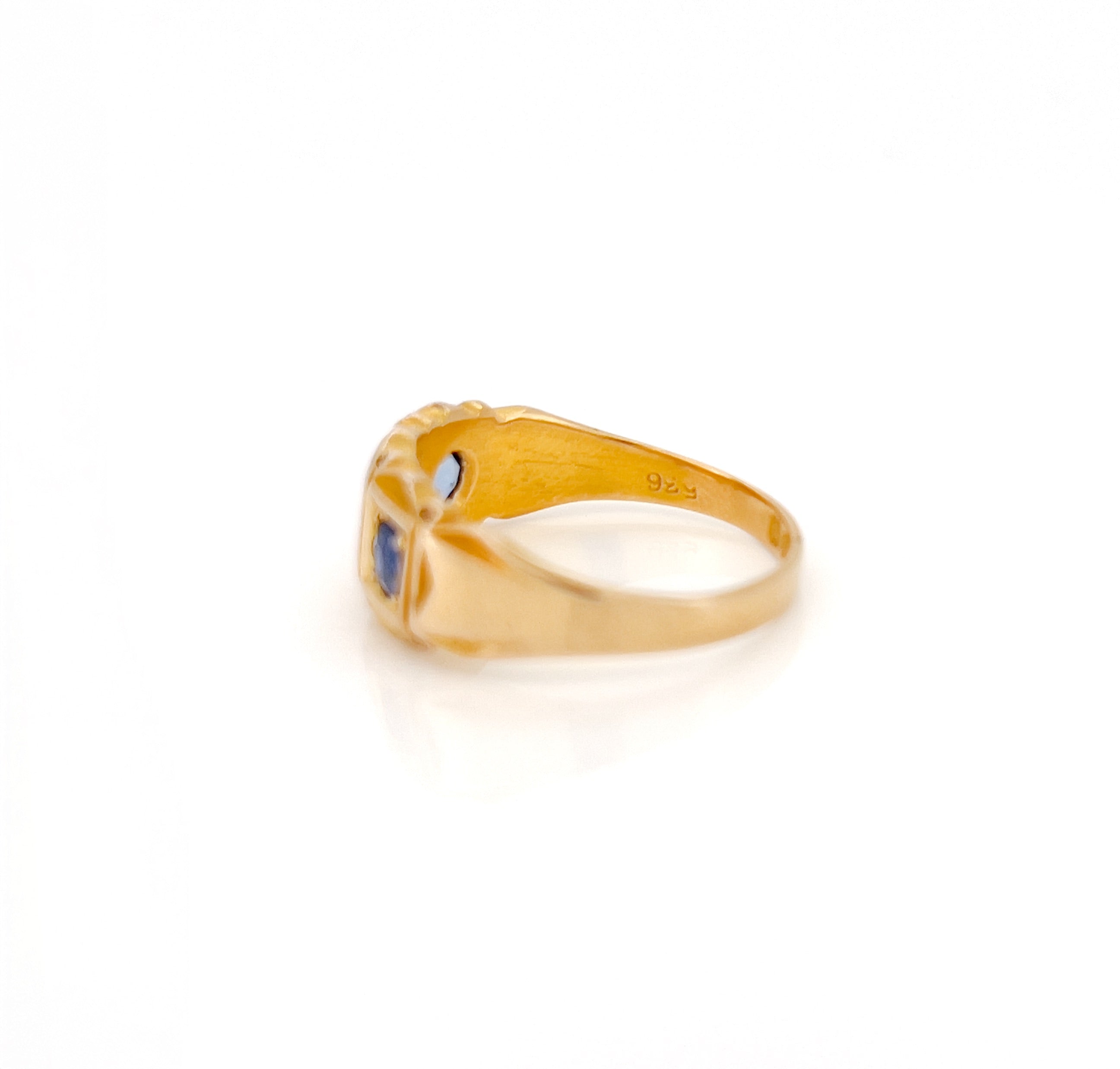 Edwardian 18K Sapphire & Old Mine Cut Diamond Celestial Star Ring, Size 7, Chester 1901