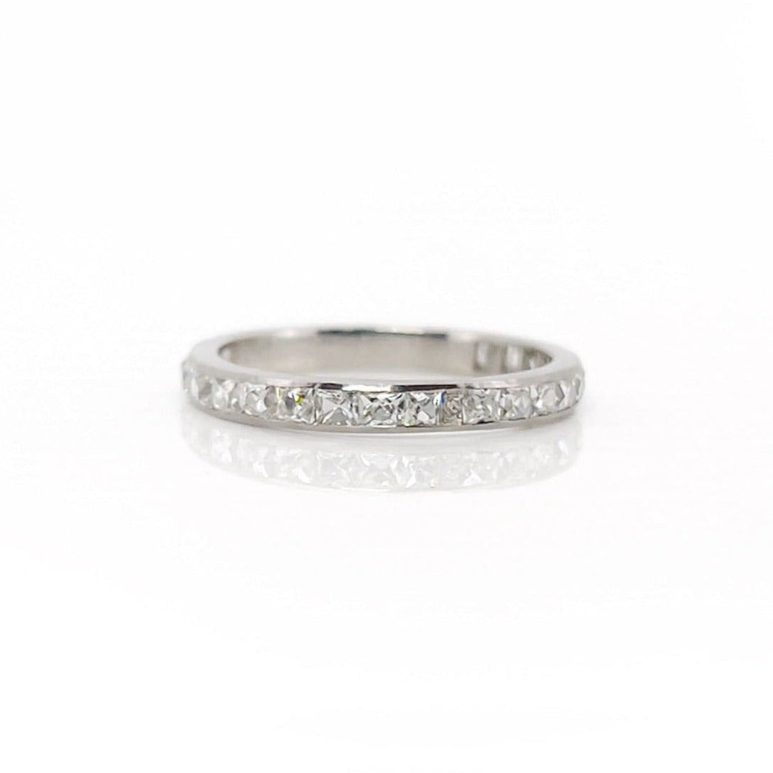 Art Deco French Cut Diamond Ring, Platinum, 0.90 ct