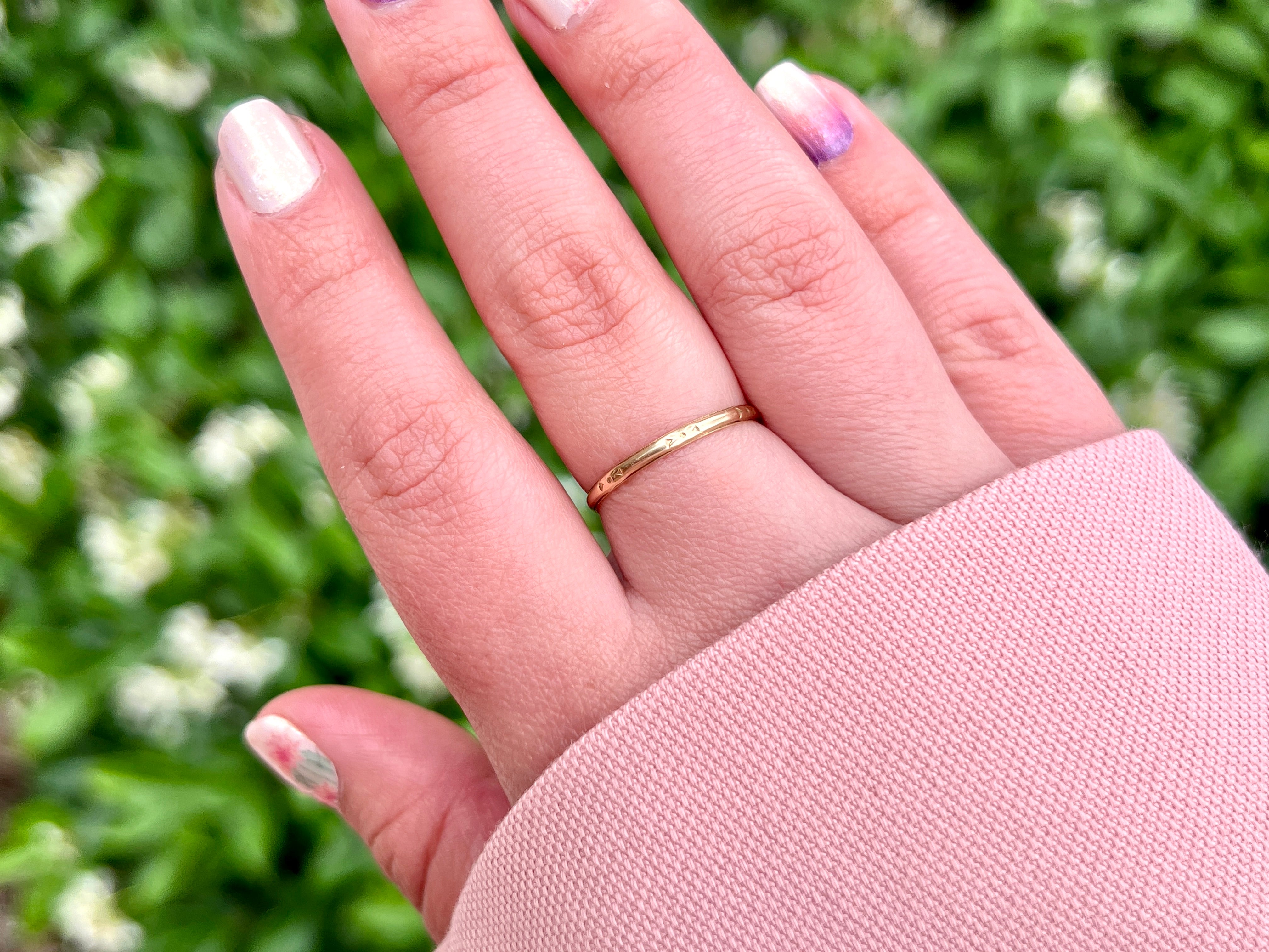 Vintage JR Wood Ring, 14K, Size 7