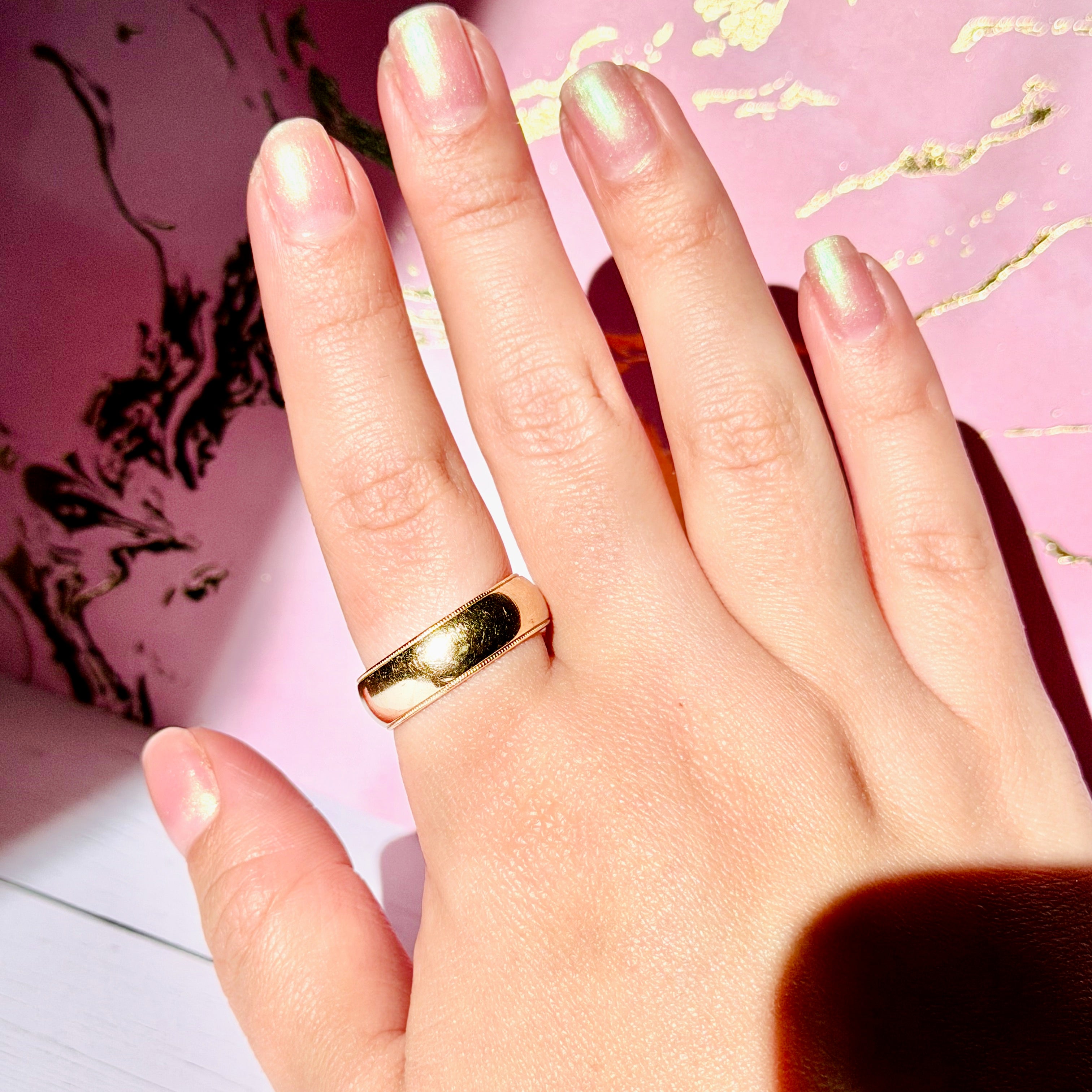 Vintage 14K Gold Benchmark Band, Size 10.5