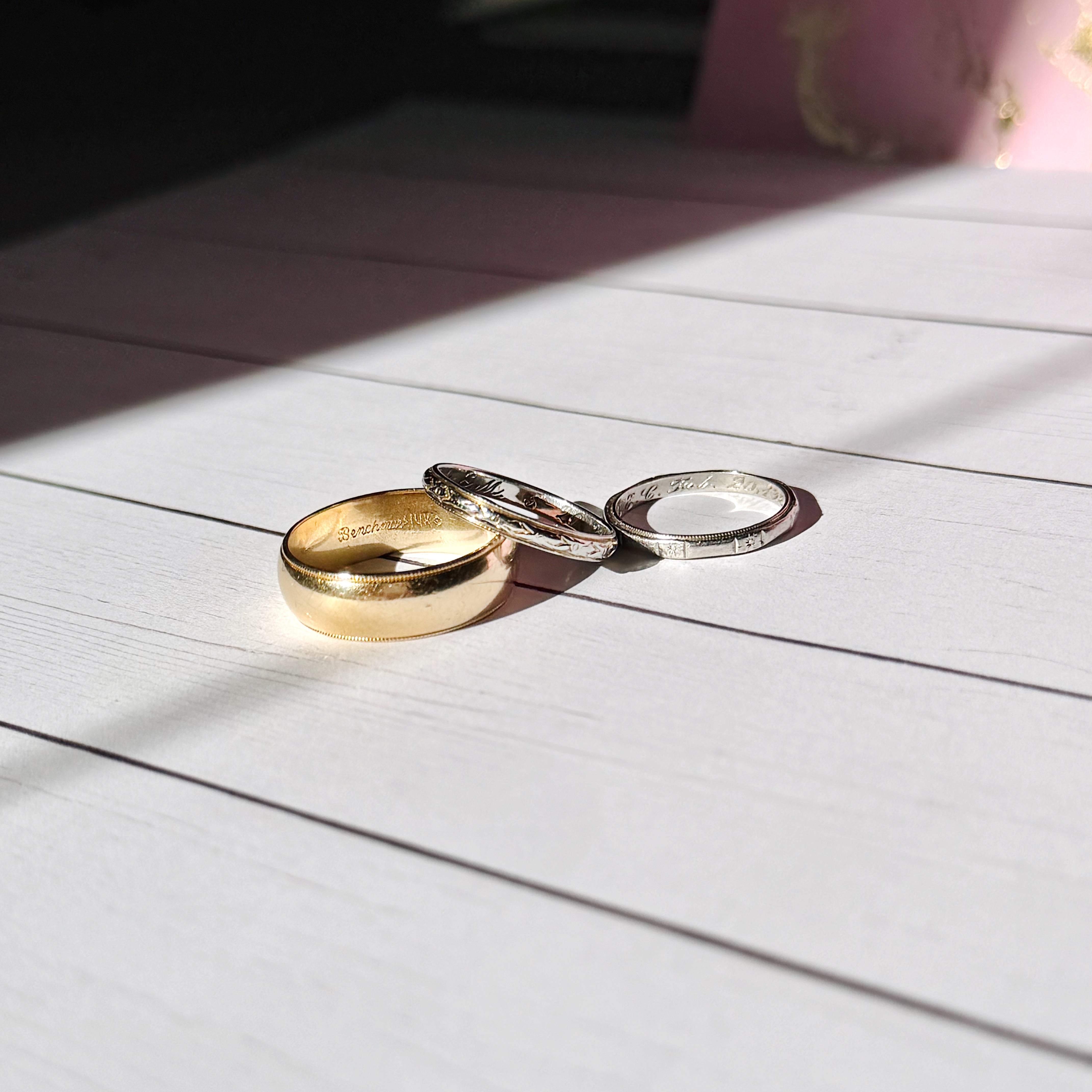 Vintage 14K Gold Benchmark Band, Size 10.5