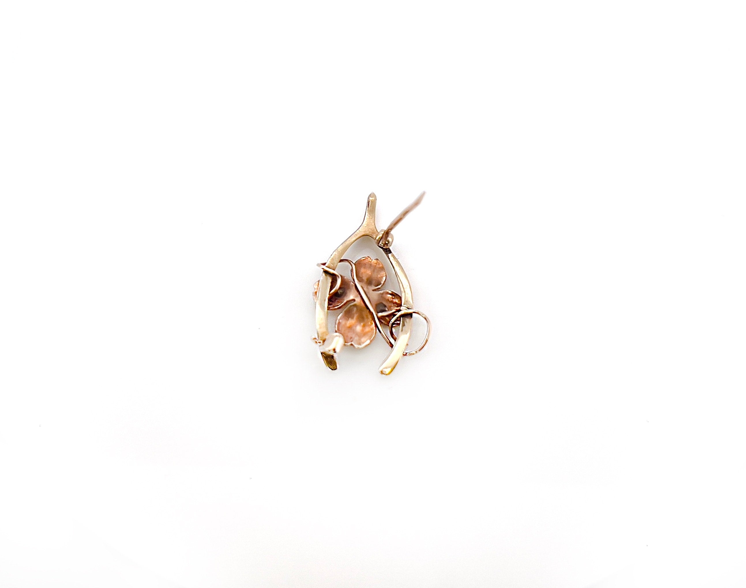 Vintage Wishbone & Four Leaf Clover Brooch, 10K