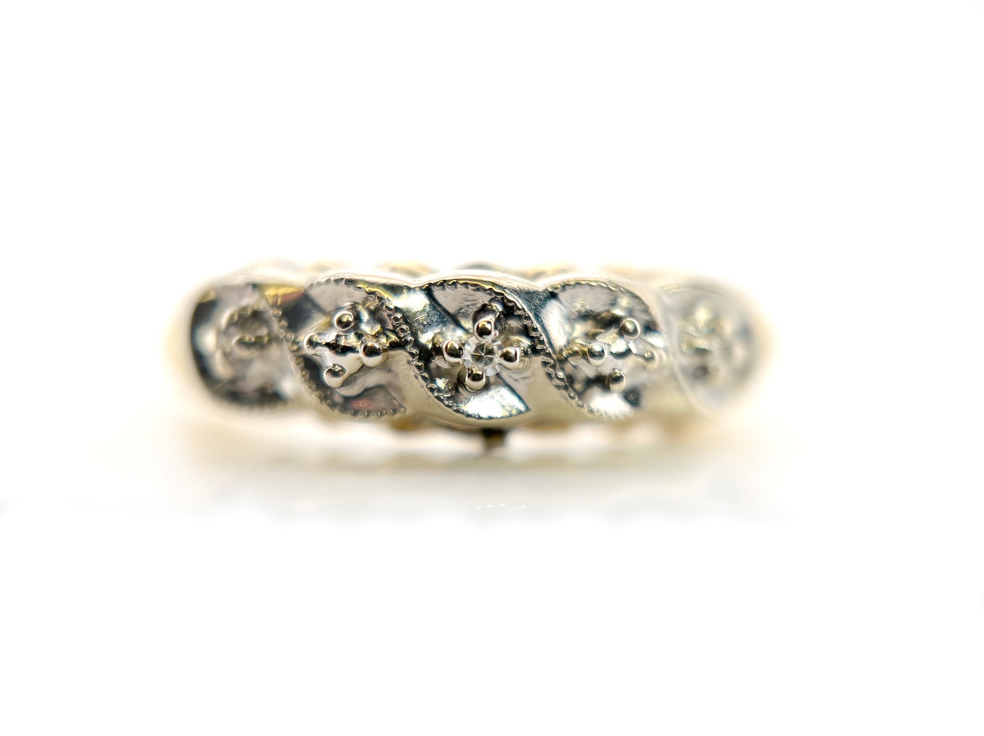 Vintage Two Tone Single Cut Diamond Ring, Size 5.25