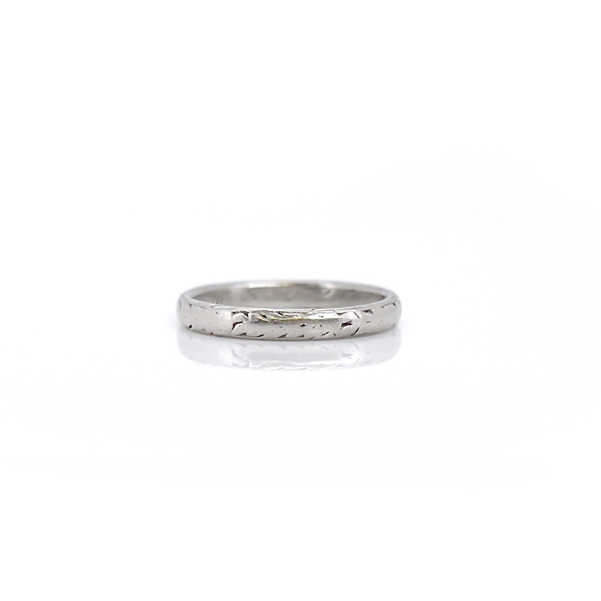 Art Deco, Platinum Wedding Ring, B.E.W. to M.B.K 3–7–20, Size 5.5
