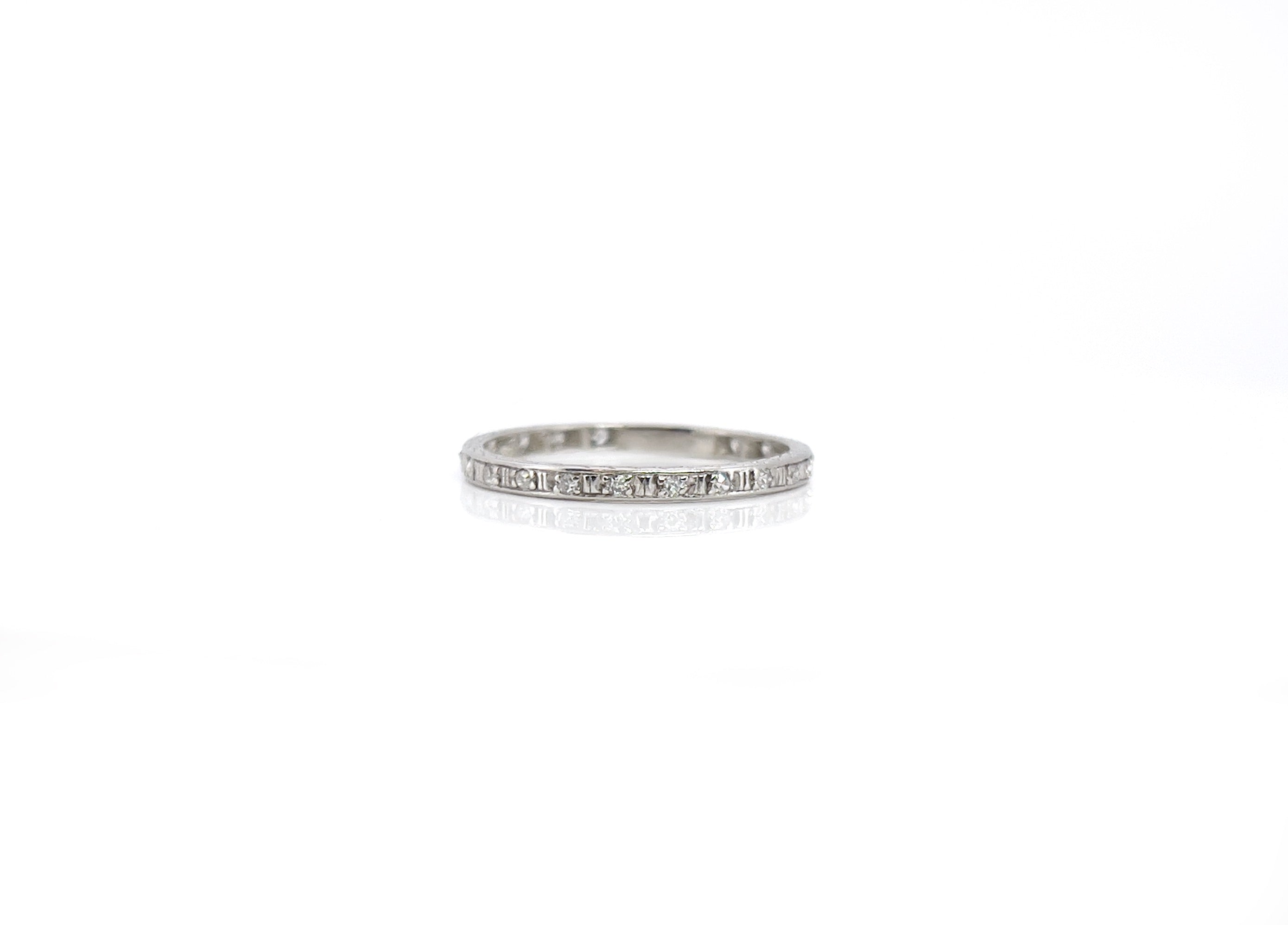 Platinum Art Deco Single Cut Diamond Eternity Band, SIze 8.5