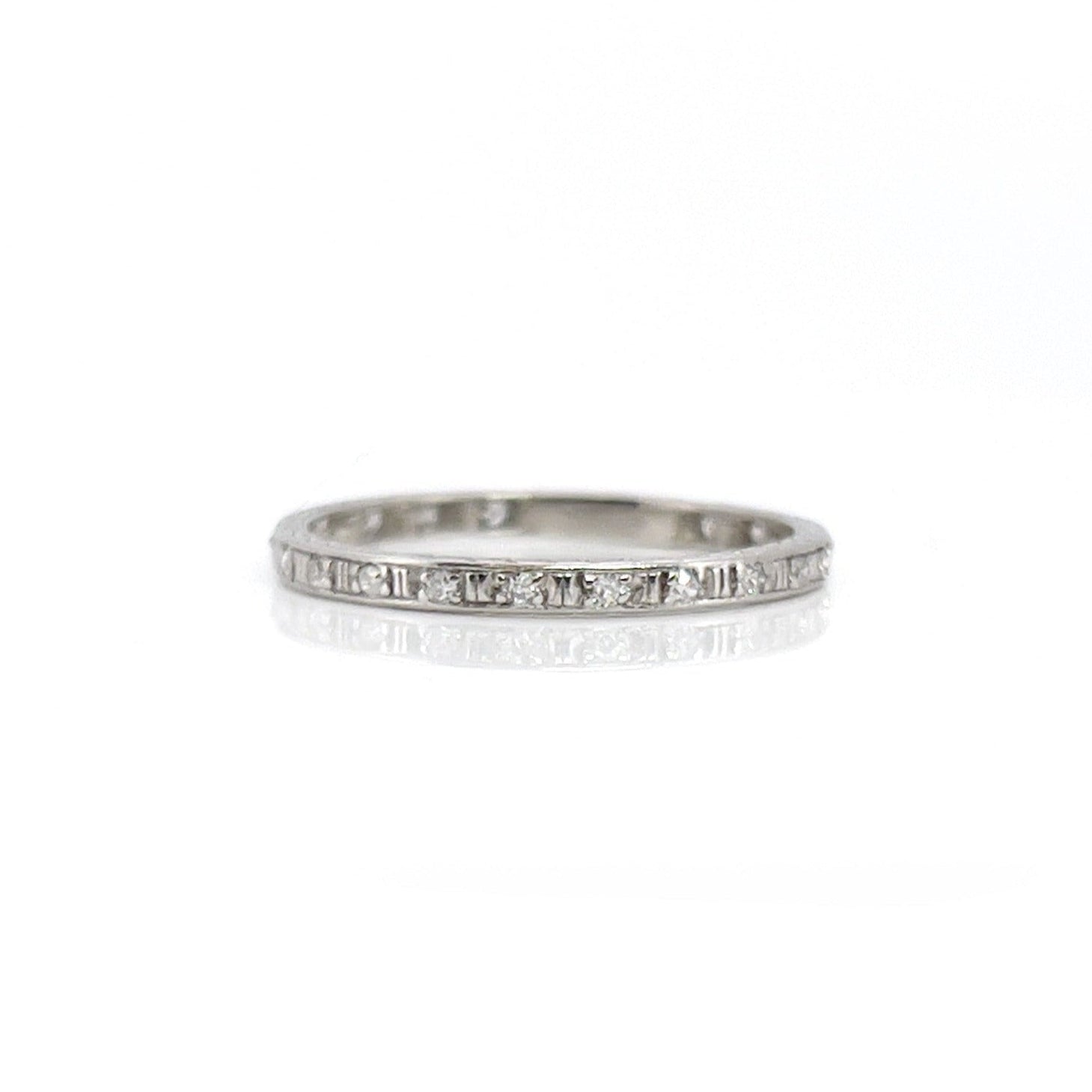 Platinum Art Deco Single Cut Diamond Eternity Band, Size 8.5