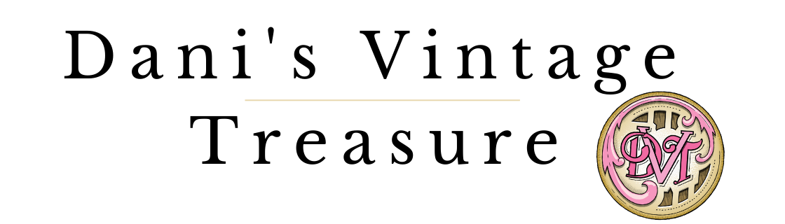 Logo for 'Dani's Vintage Treasure' with a vintage-style emblem featuring initials.
