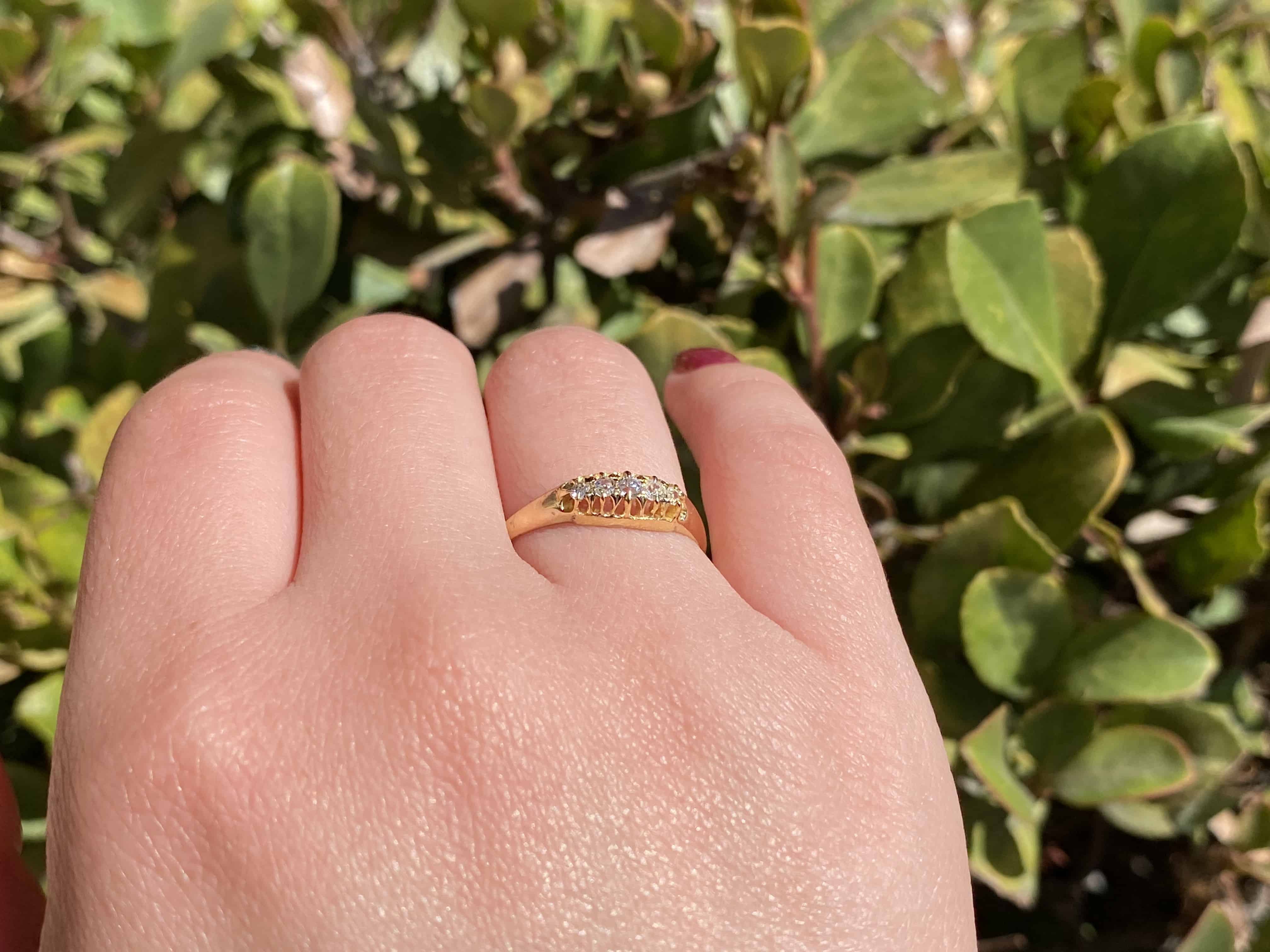 Old Cut Diamond Ring, 18K, Size 7.25