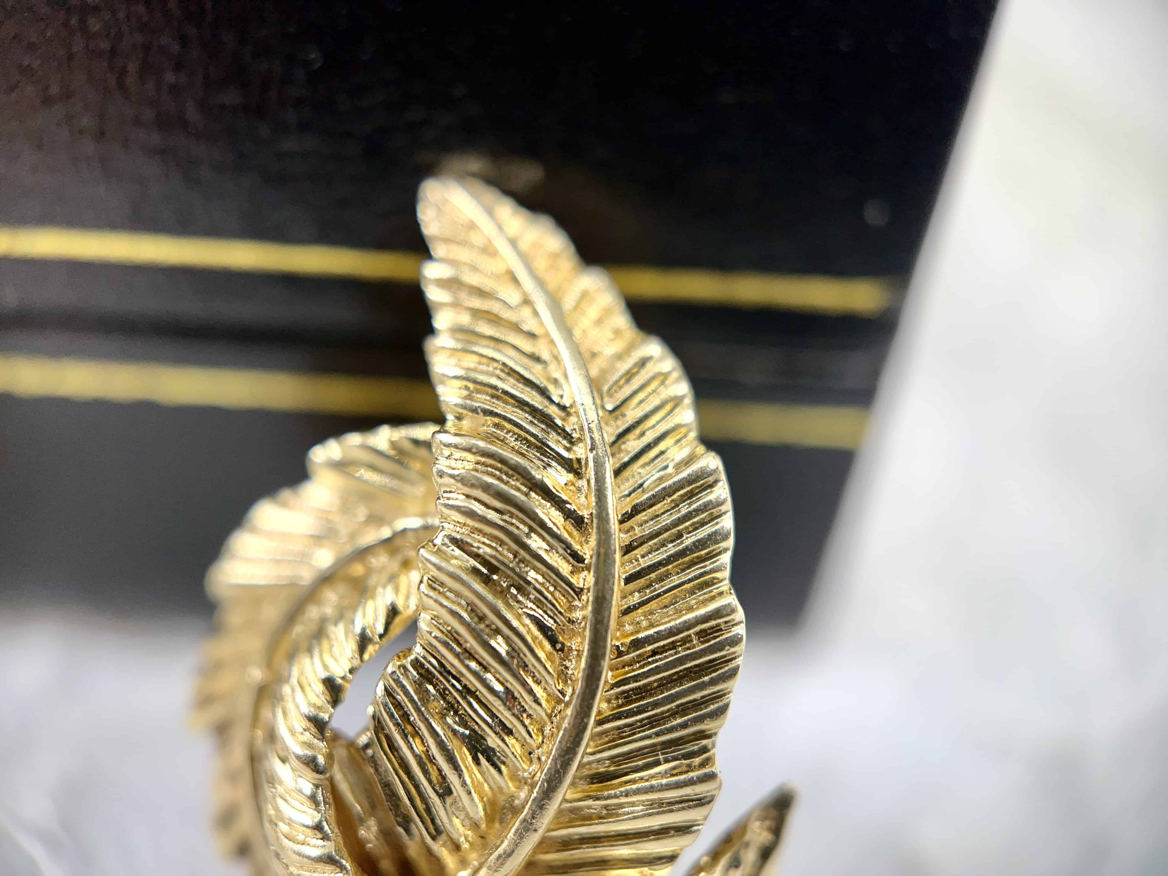 Vintage Gold Feather Swirl Earrings