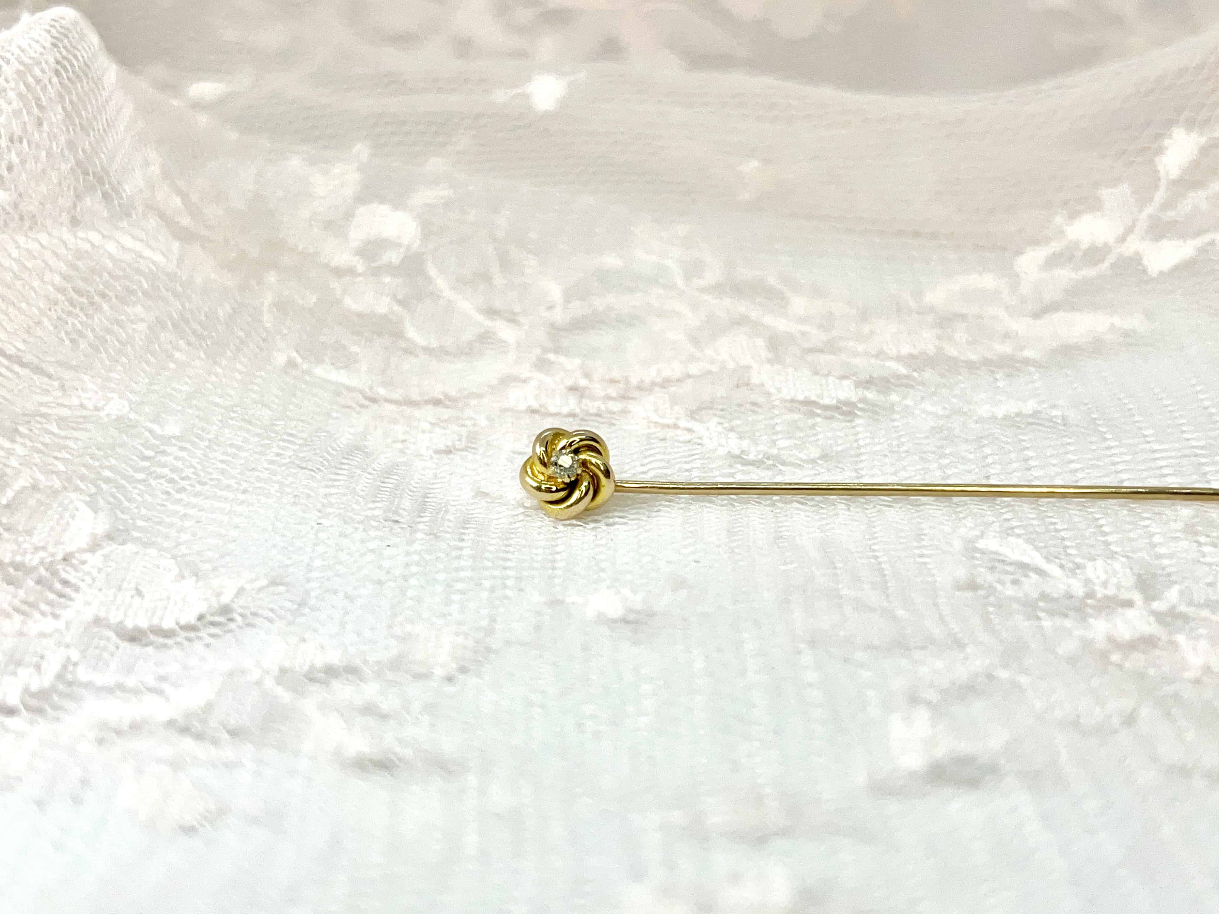 Victorian Gold Knot Diamond Stick Pin