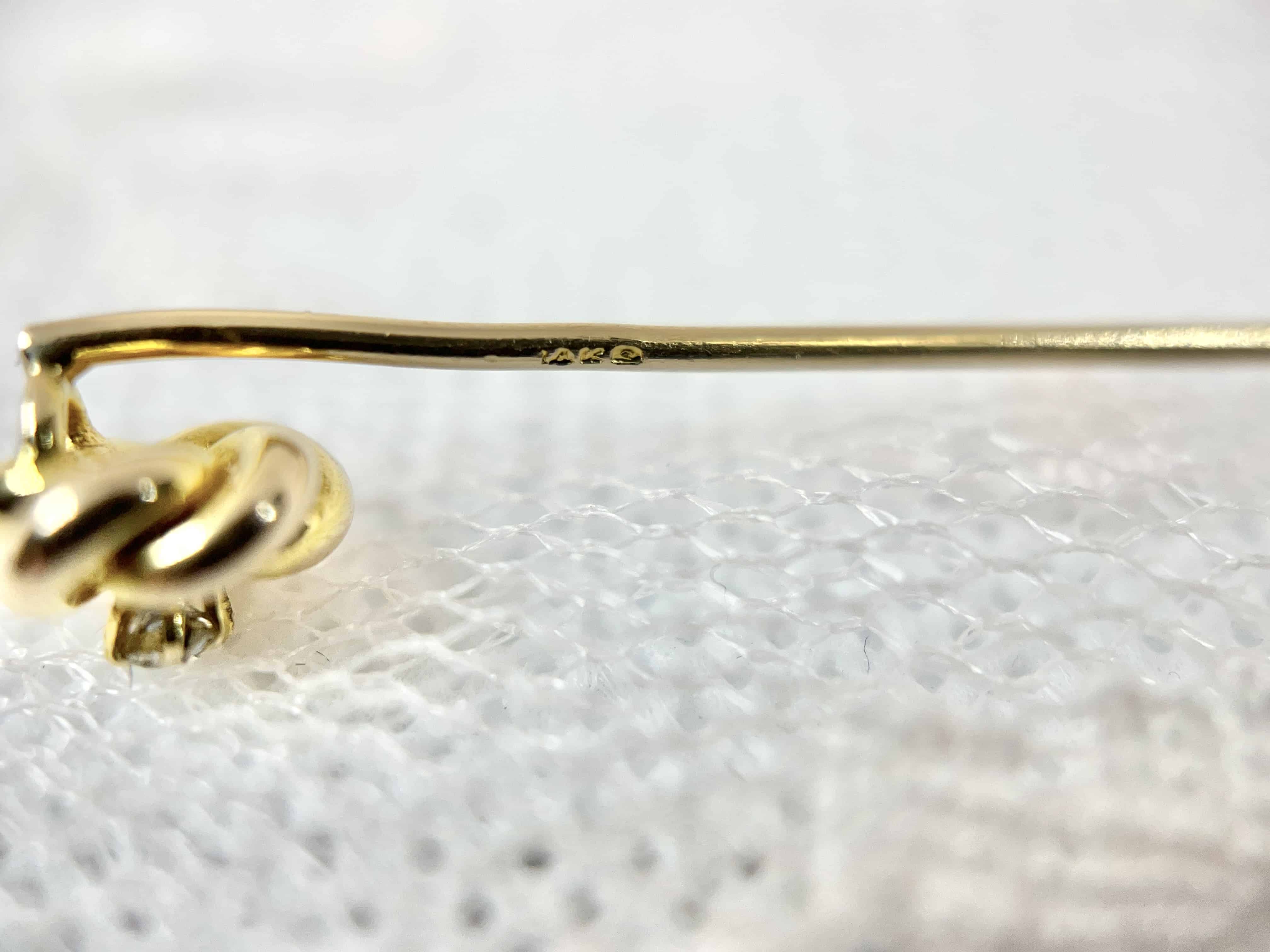 Victorian Gold Knot Diamond Stick Pin